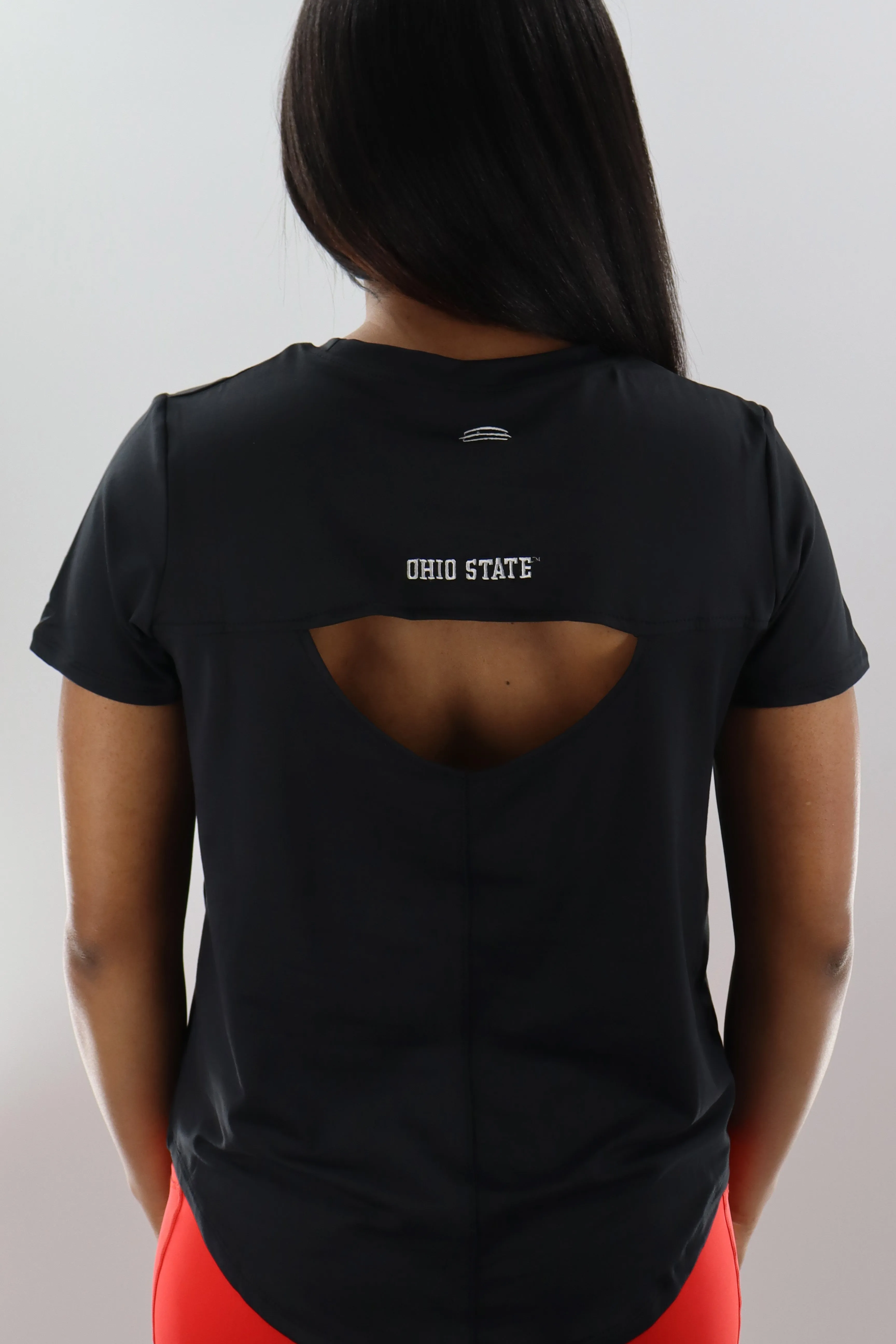 1310 -Ohio State Womens Open Back Short Sleeve Tee- Black