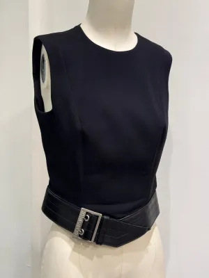 1990s Dirk Bikkembergs backzip vest with leather belt
