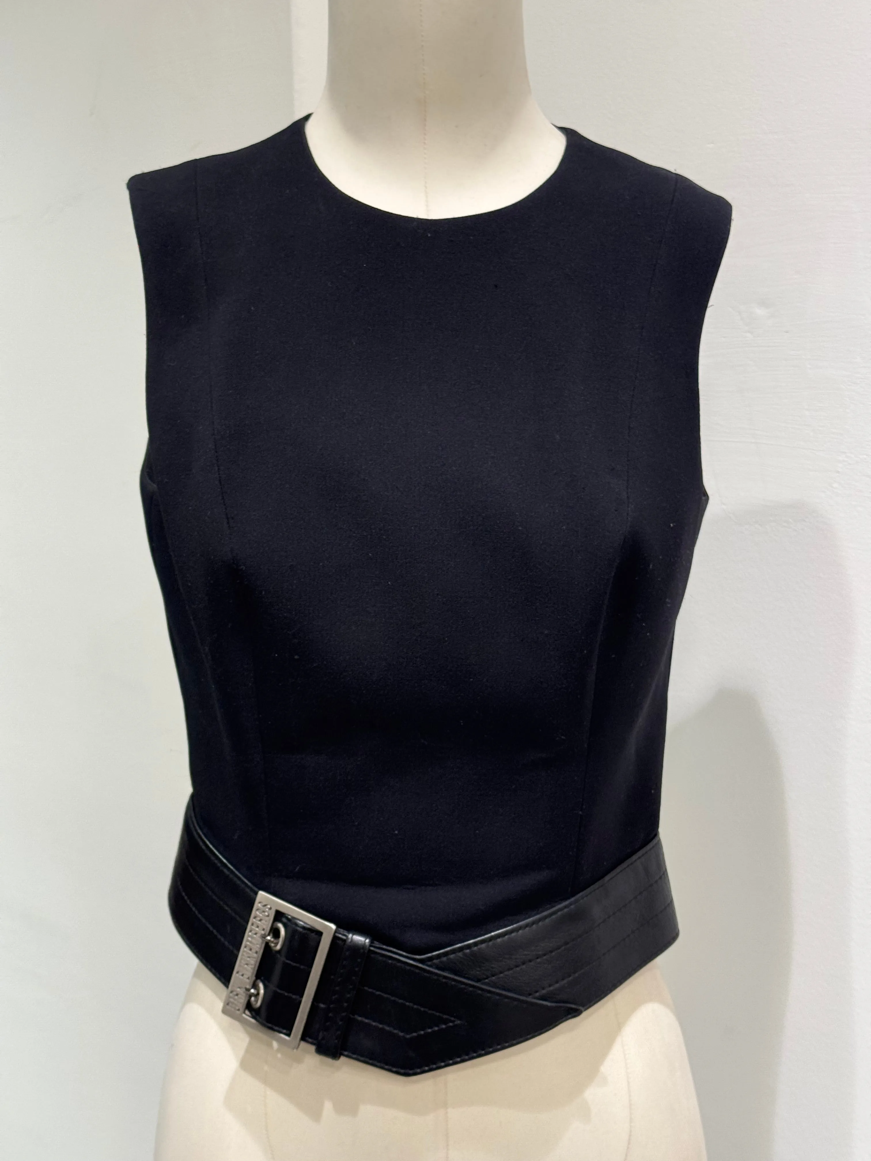 1990s Dirk Bikkembergs backzip vest with leather belt