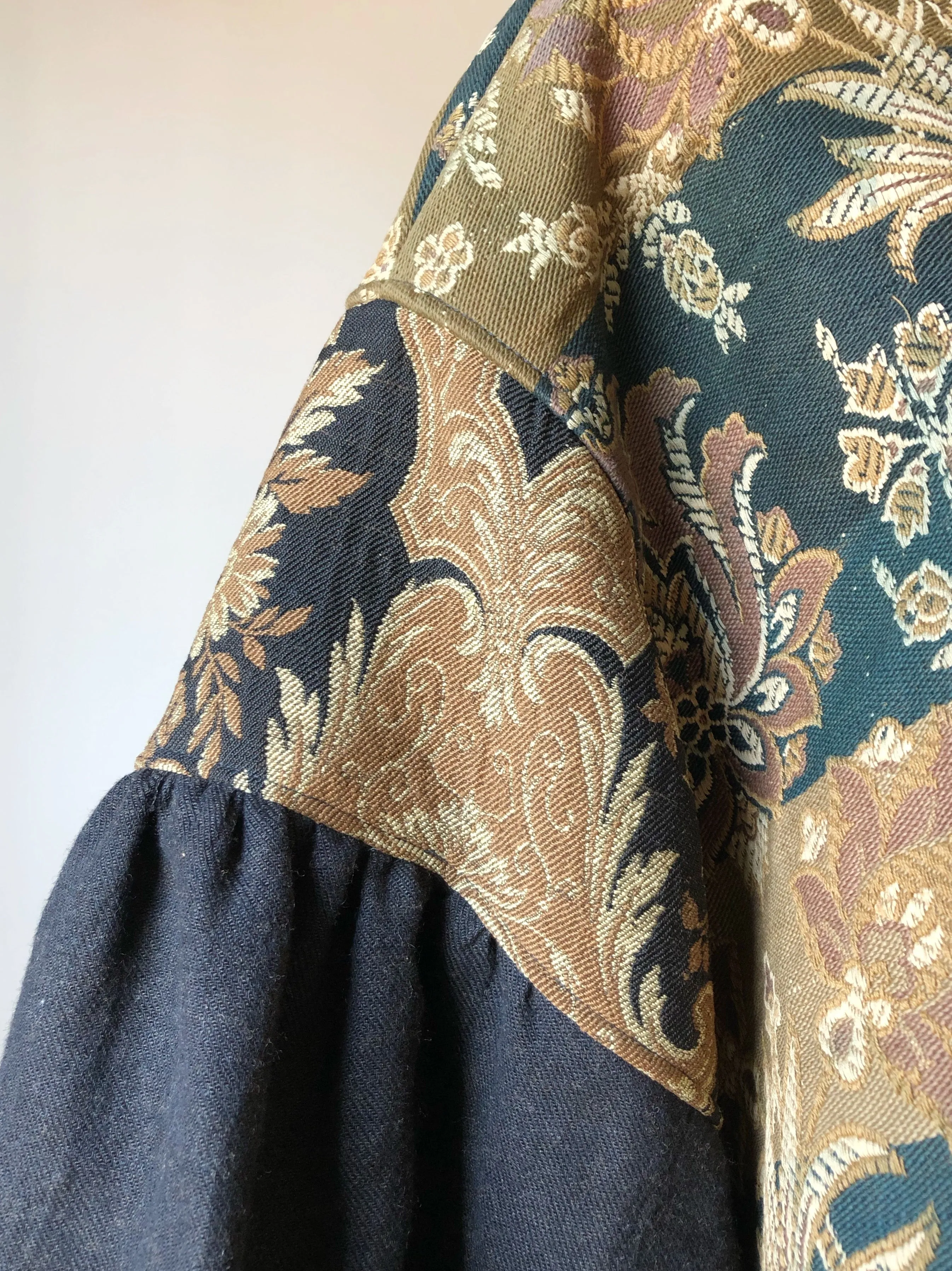 19th century jacobean french jacquards patched big shirt