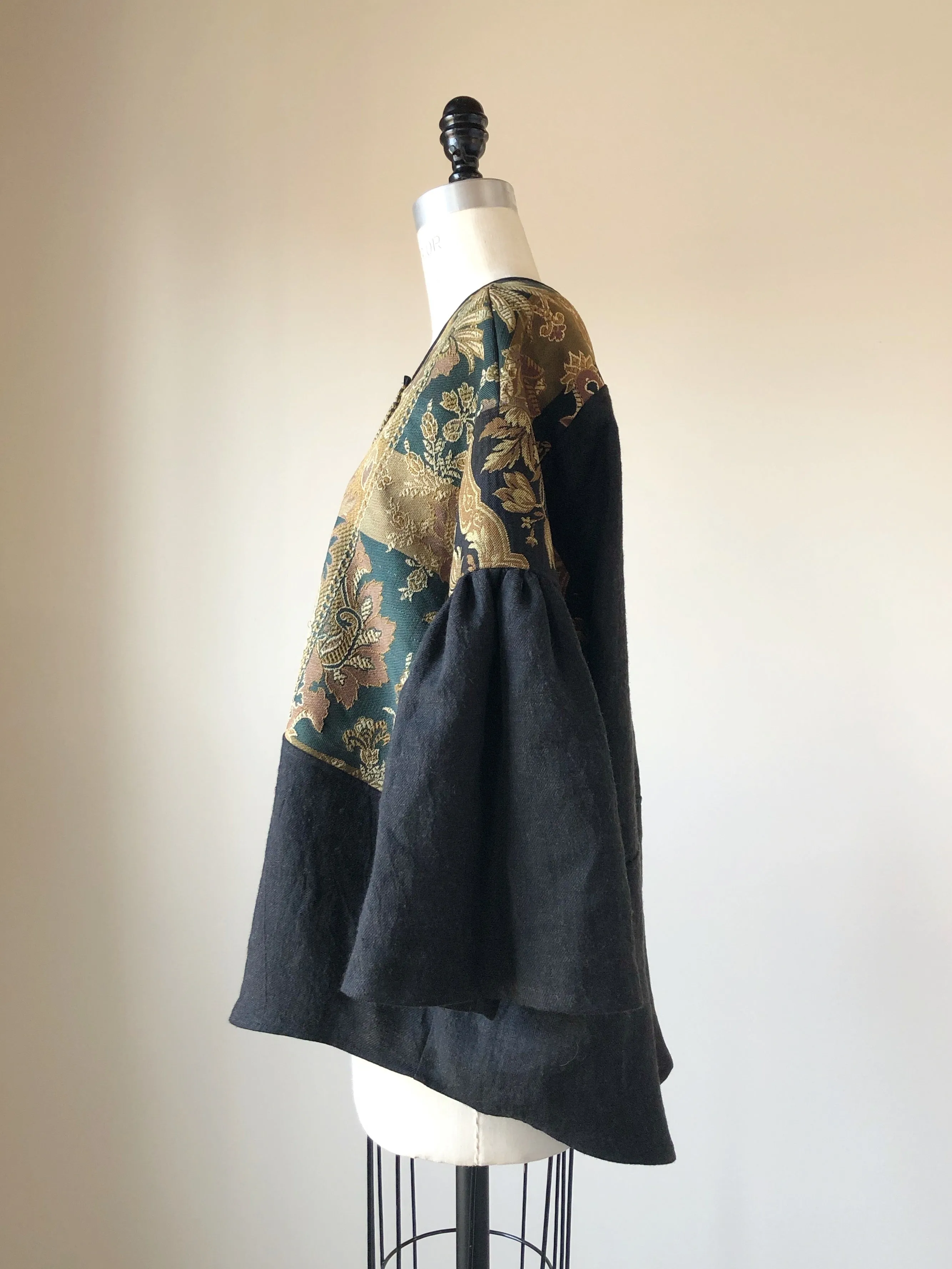 19th century jacobean french jacquards patched big shirt