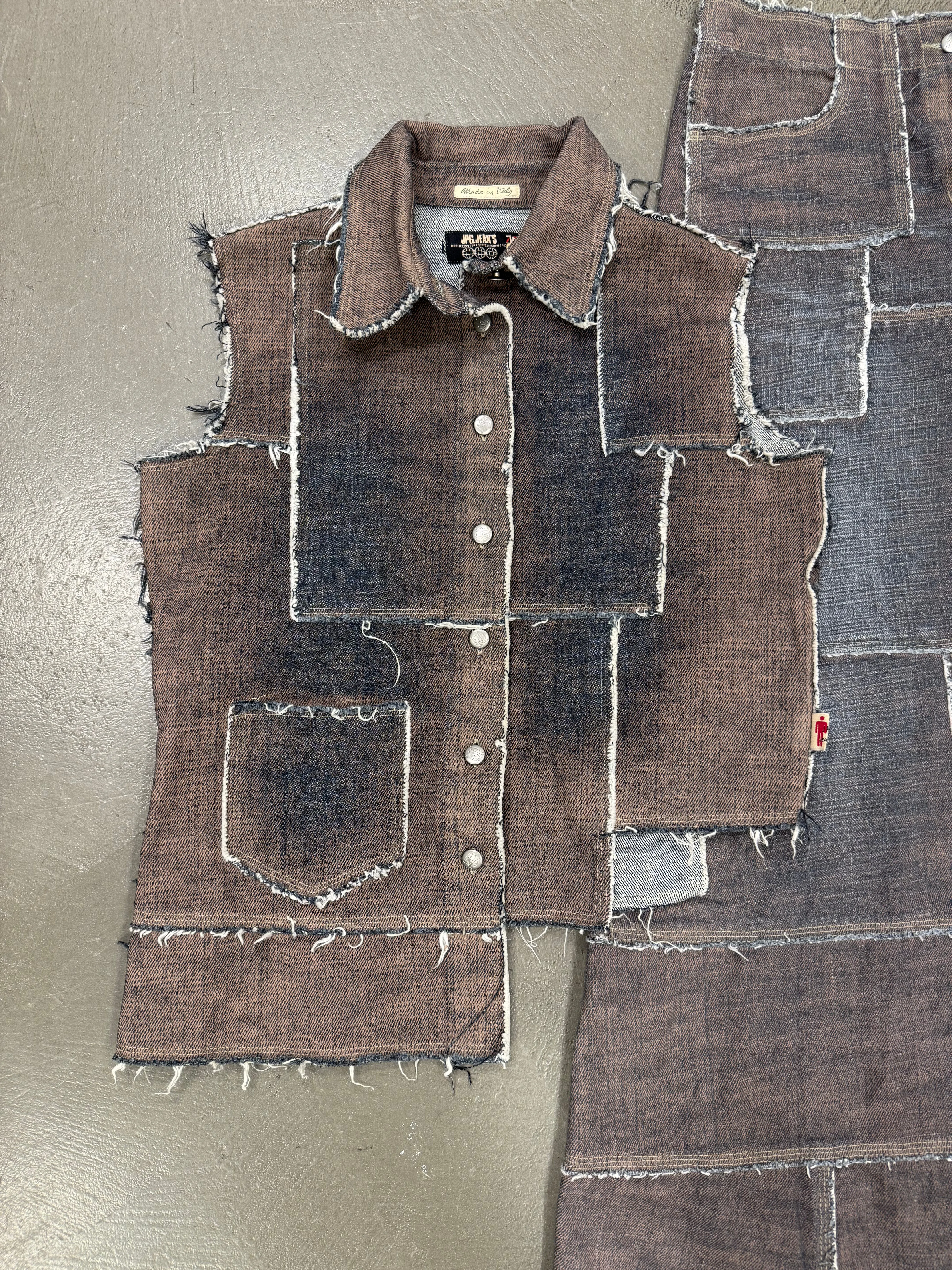 2000s Jean Paul Gaultier denim patchwork set (top   long skirt)