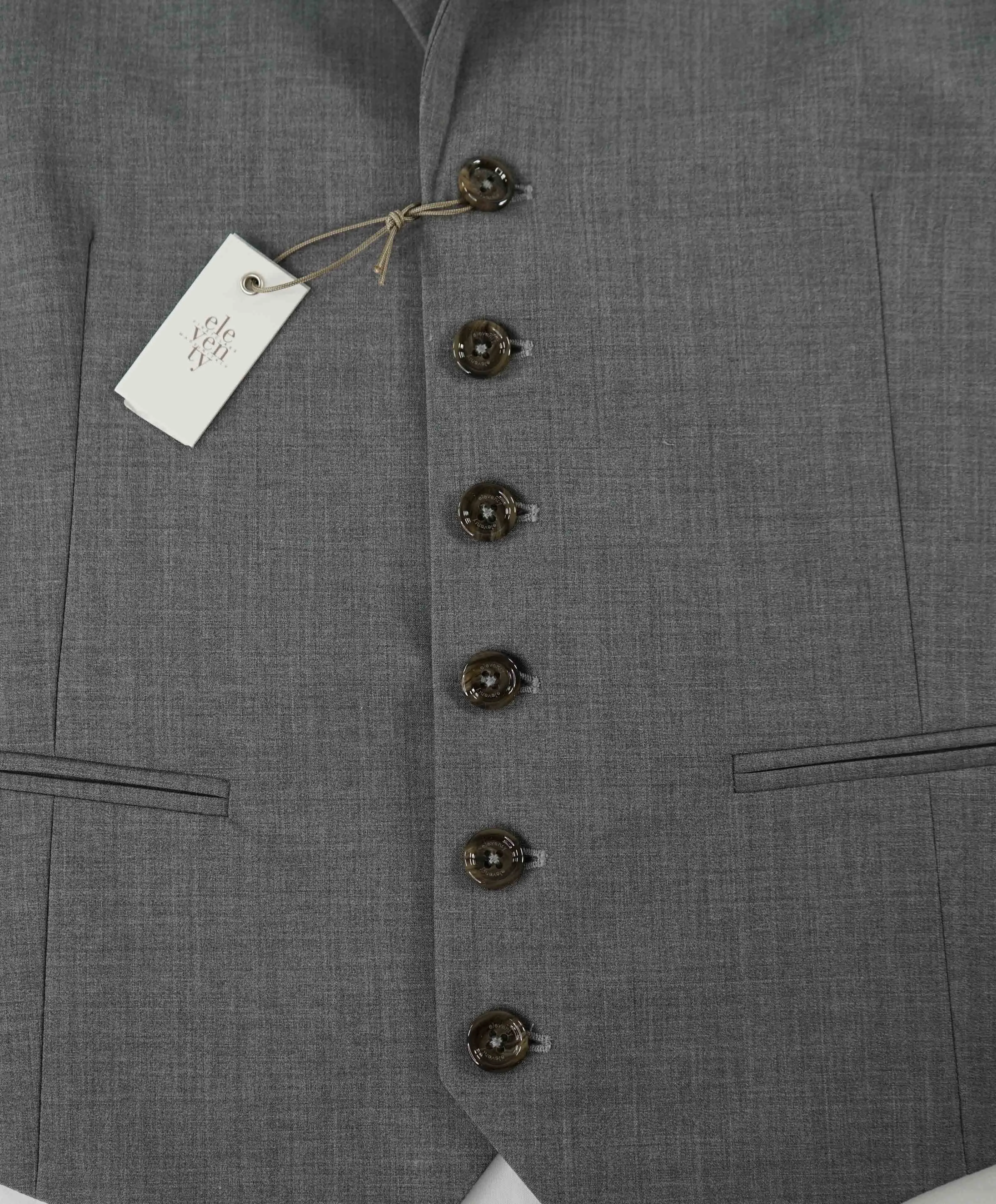 $445 ELEVENTY - *WOOL* Lapel Collared Gray Waistcoat Vest - 40R (M)