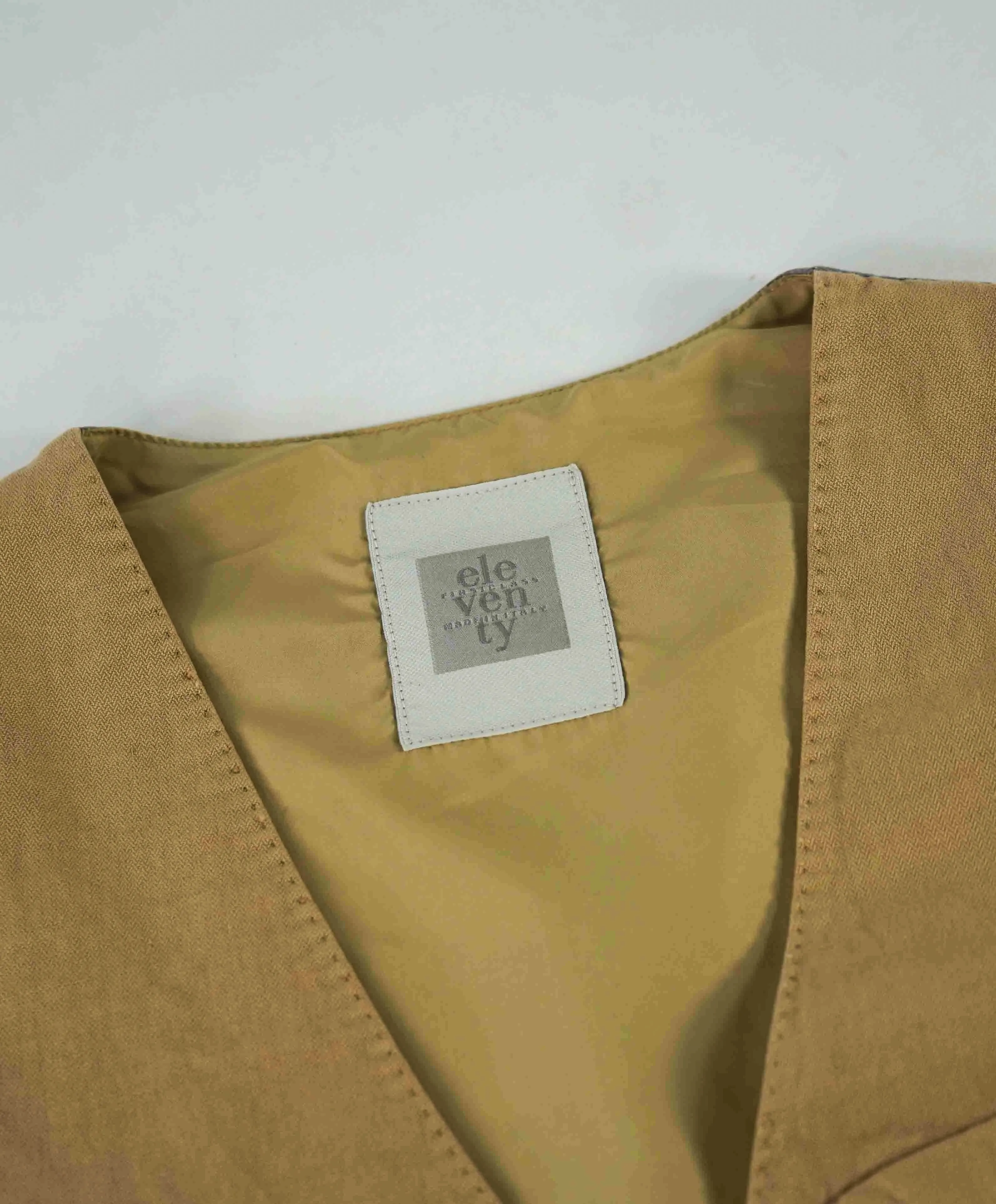 $495 ELEVENTY - *COTTON/LINEN* Camel Textured Waistcoat Vest - 40R
