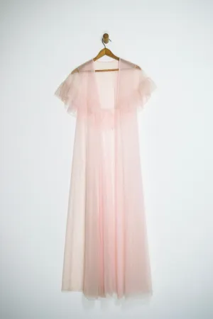 60’s/70’s SHEER PEIGNOIR ROBE/DUSTER / MEDIUM