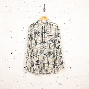 90s Pattern Long Sleeve Shirt - Beige - L