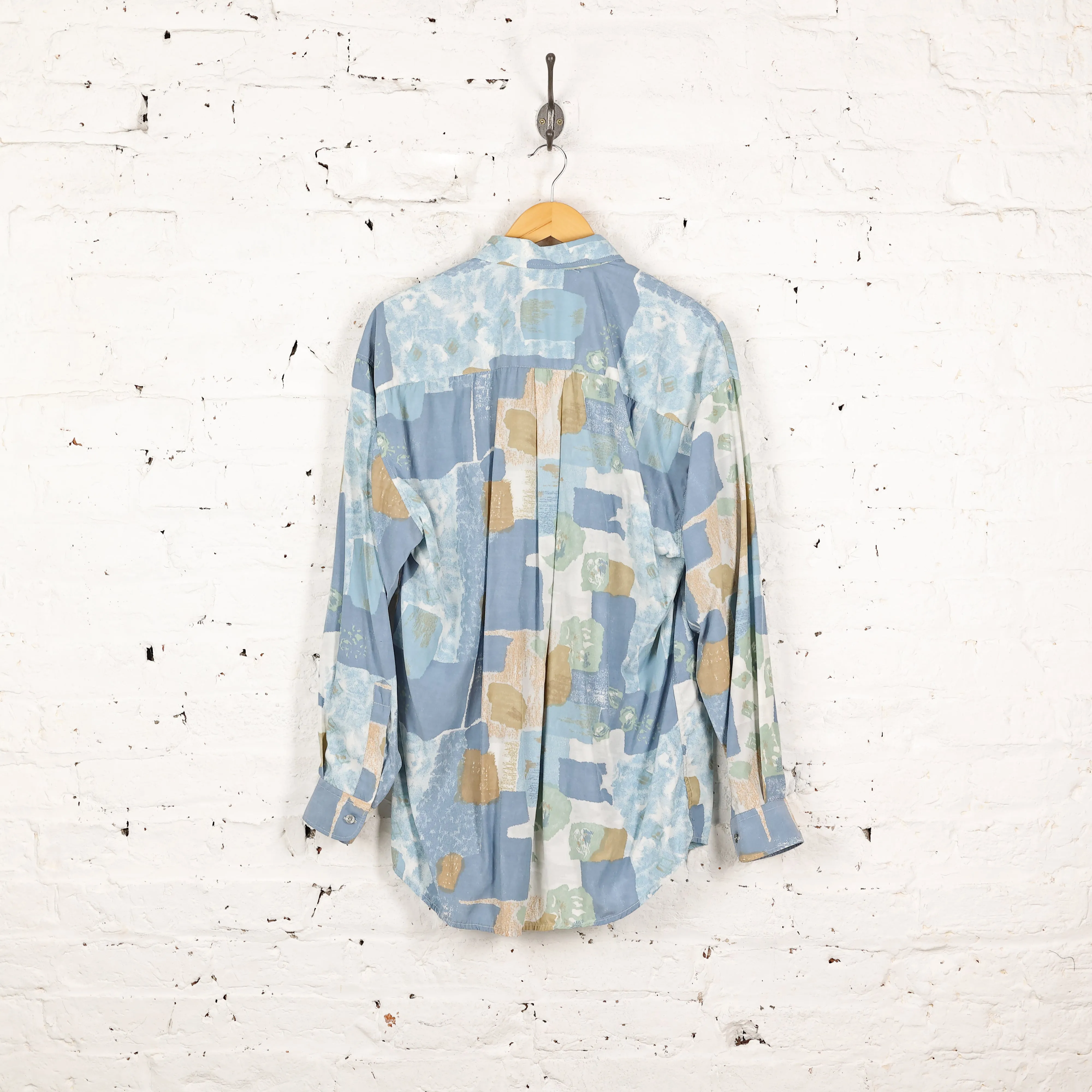 90s Pattern Long Sleeve Shirt - Blue - L