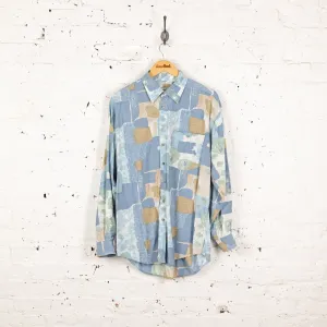 90s Pattern Long Sleeve Shirt - Blue - L