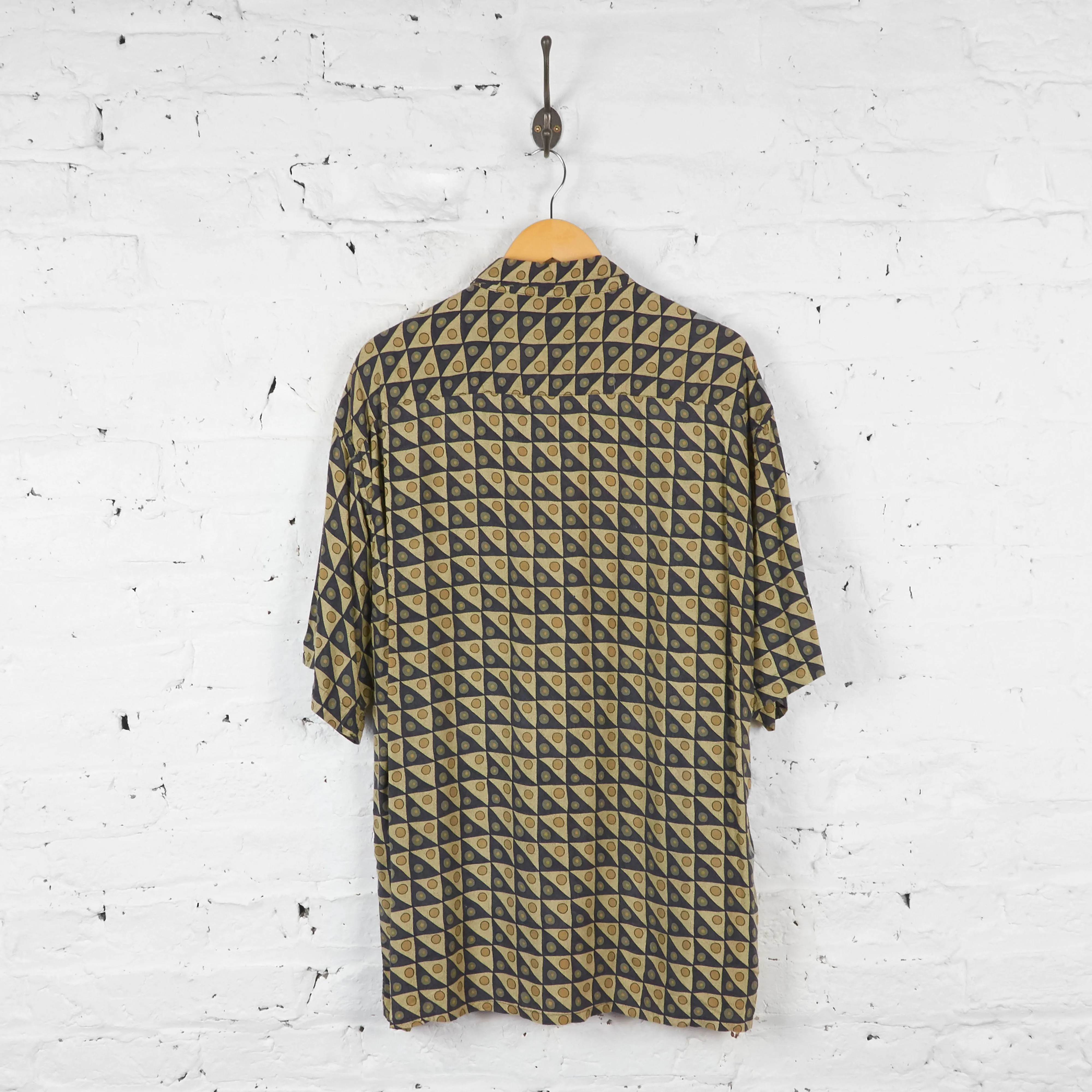 90s Pattern Shirt - Beige/Blue - XL