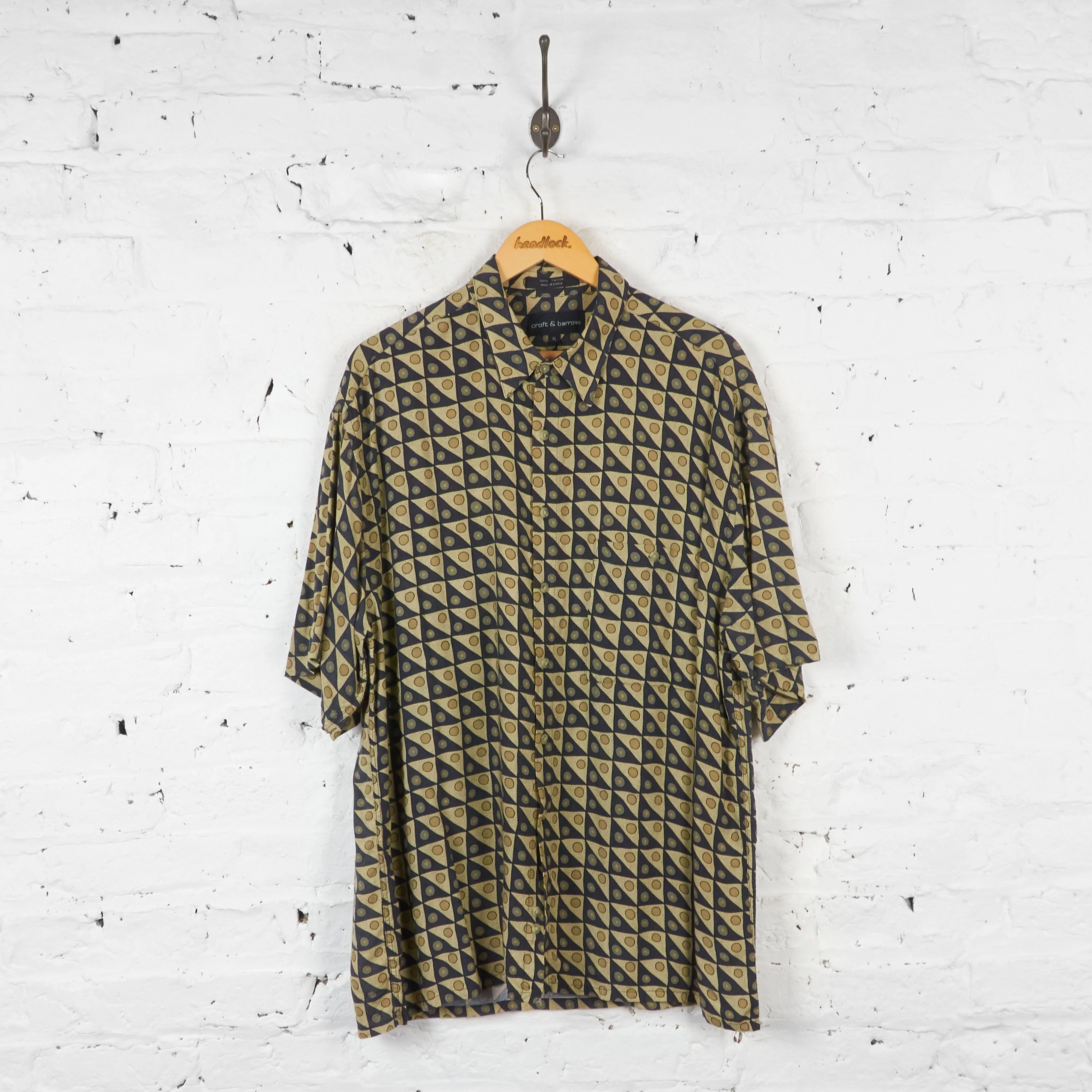 90s Pattern Shirt - Beige/Blue - XL