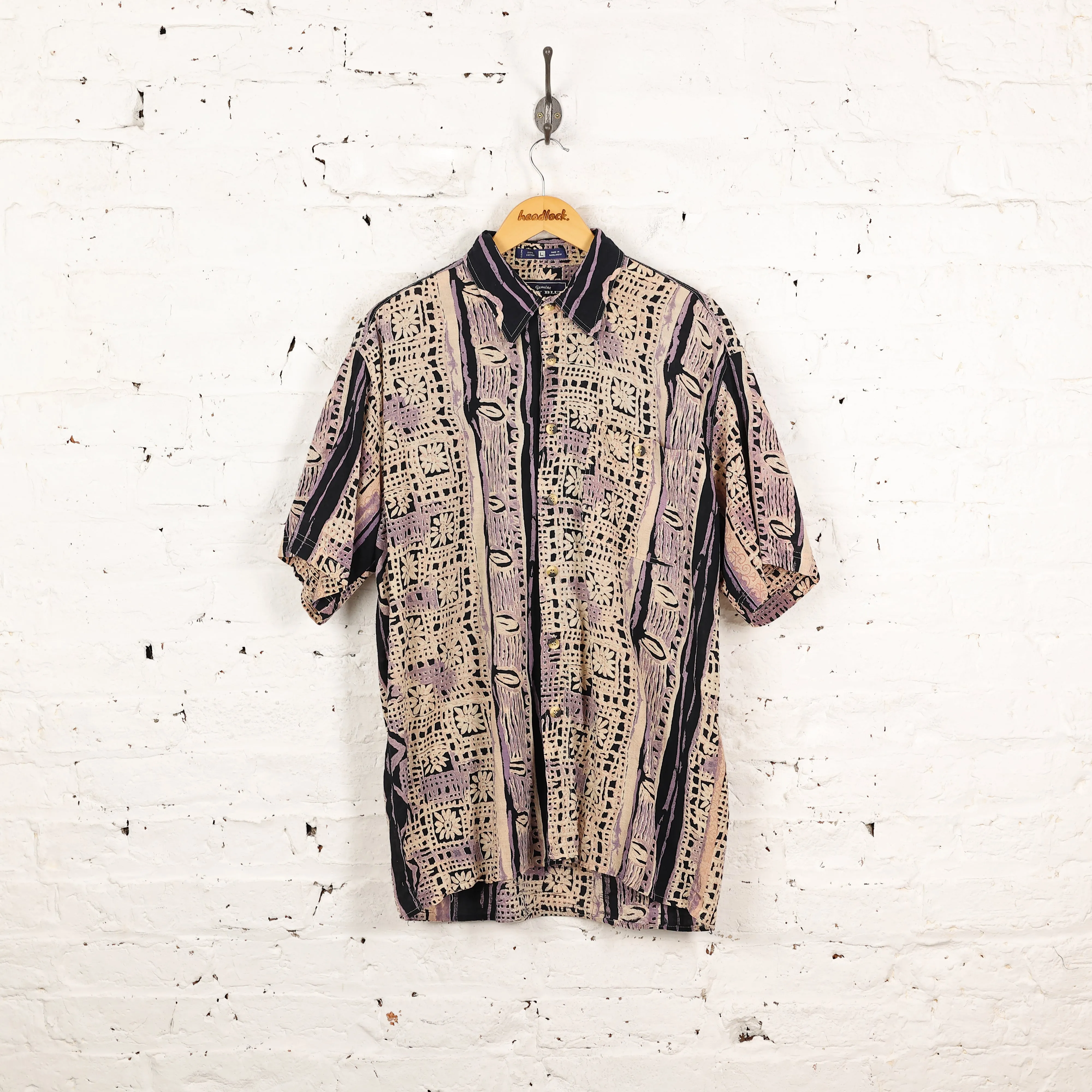 90s Pattern Shirt - Blue - L