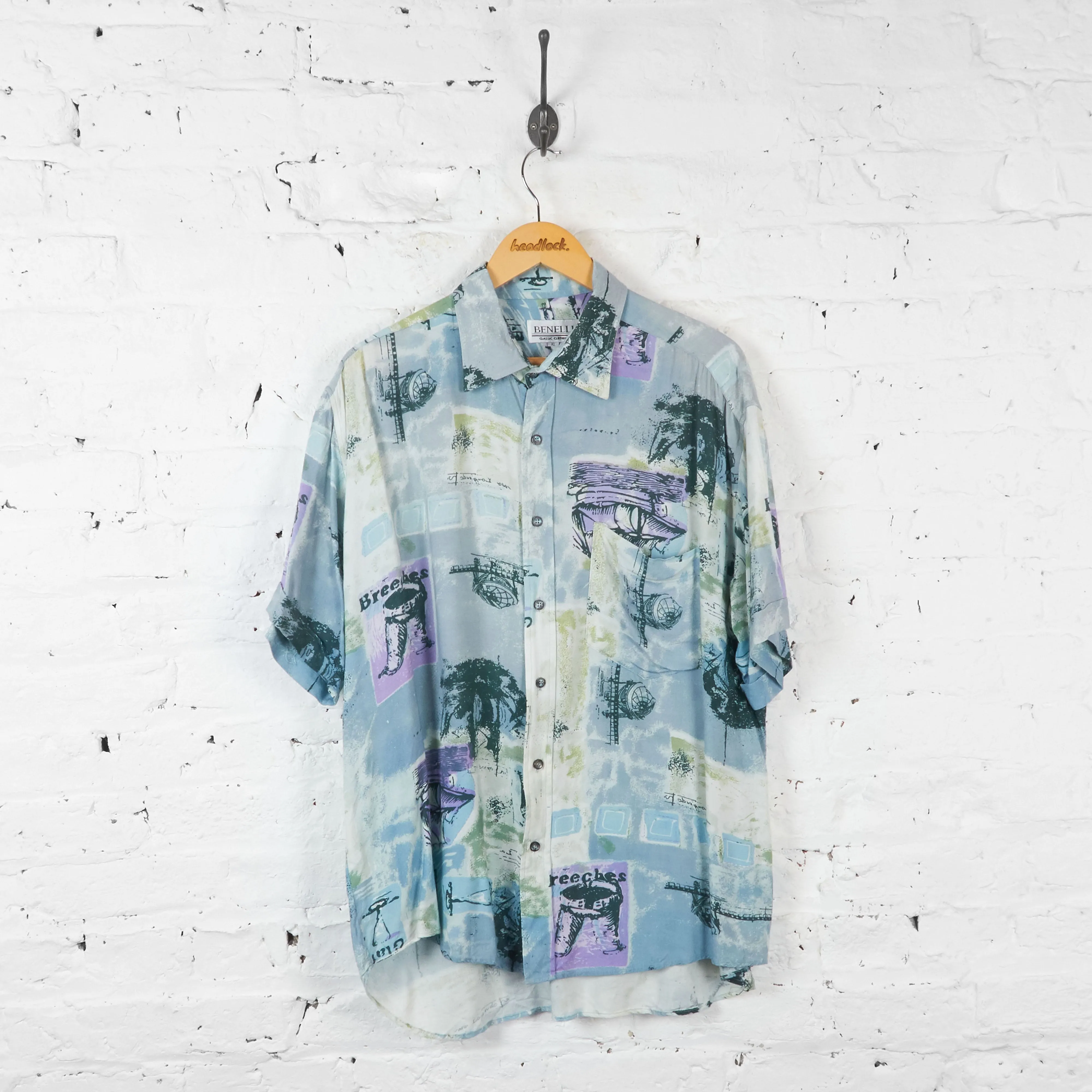 90s Pattern Shirt - Blue/Purple - XL