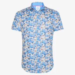 A Fish Named Fred Oasis Short Sleeve Shirt - Cobalt Blue
