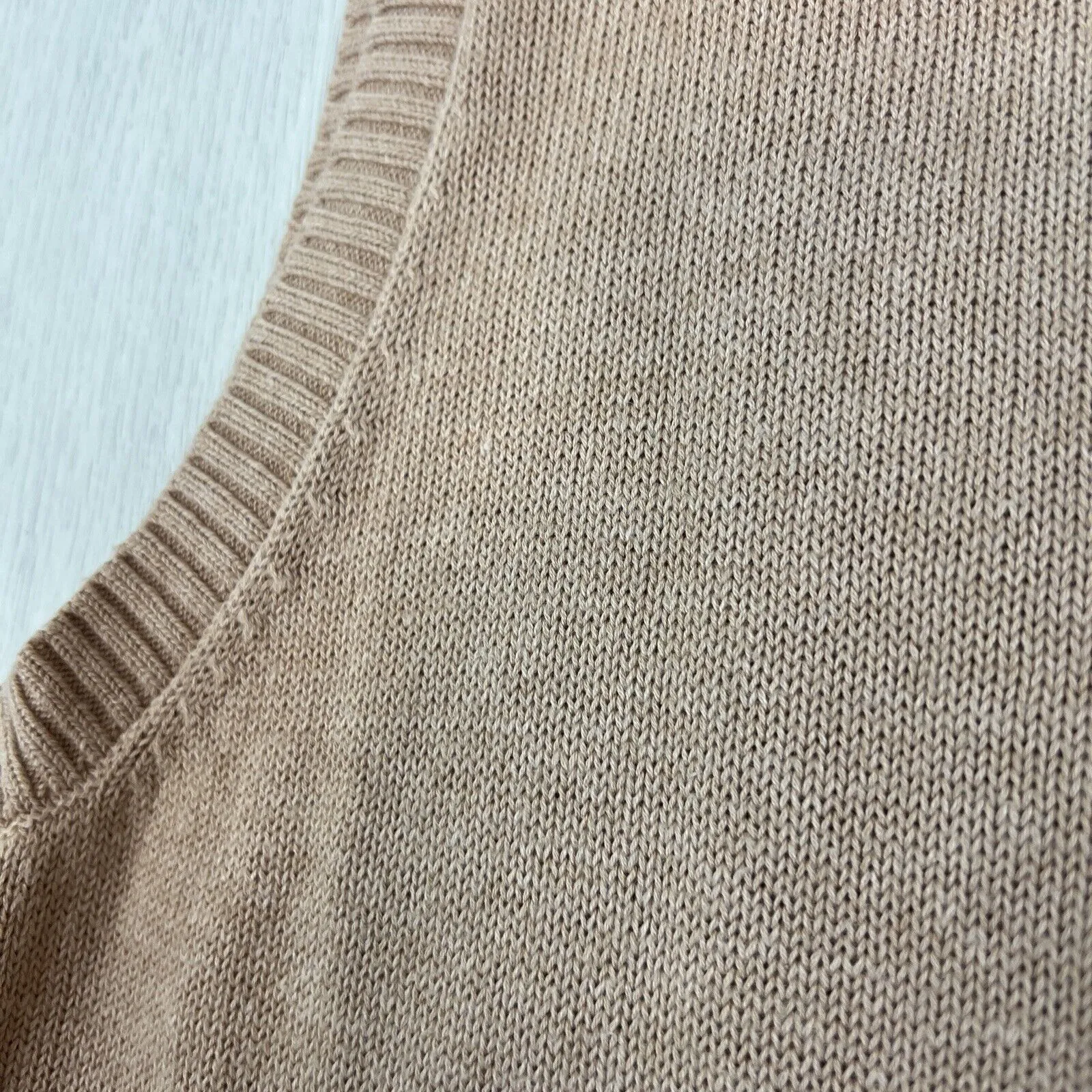AERE Womens Beige 4-Button Linen Blend Vest Tank Top Size 12
