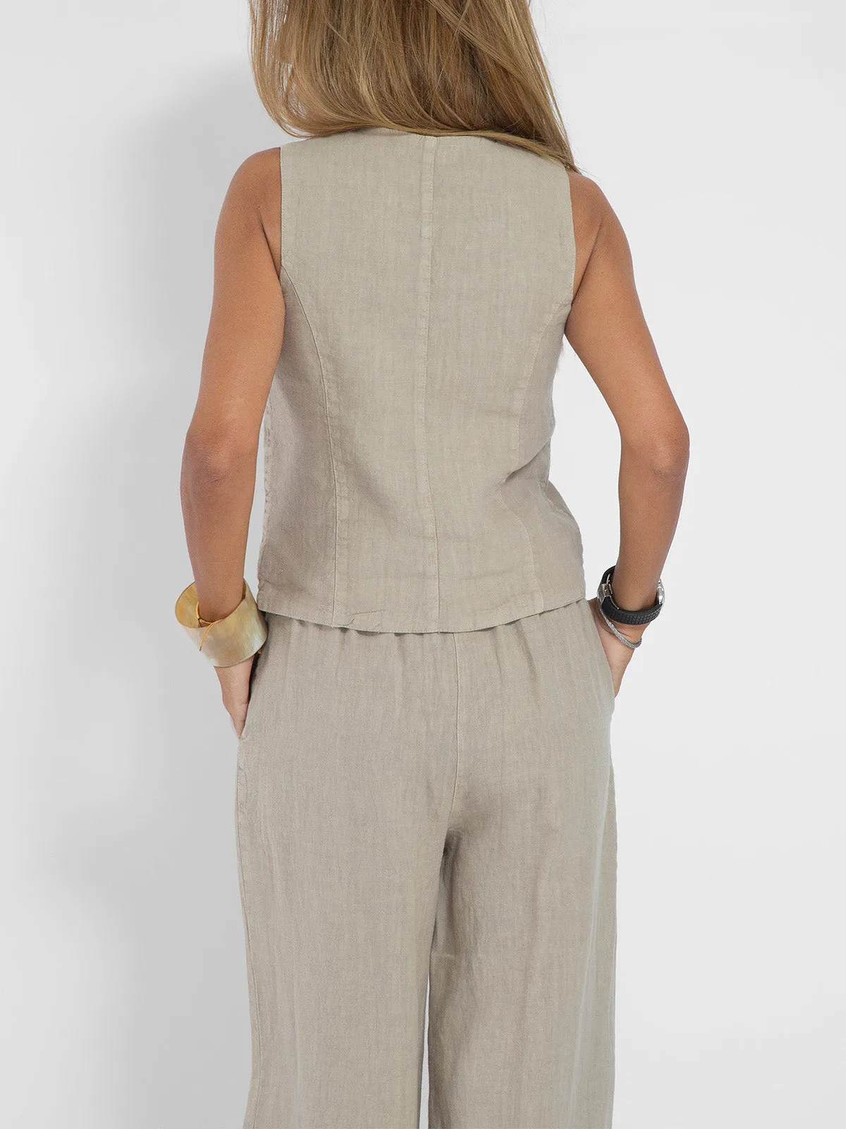 Aira | Buttoned Vest & Wide-Leg Trousers Set