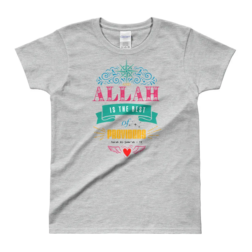 Allah is The Best Provider T Shirt Grey Modern Islamic T Shirt for Women