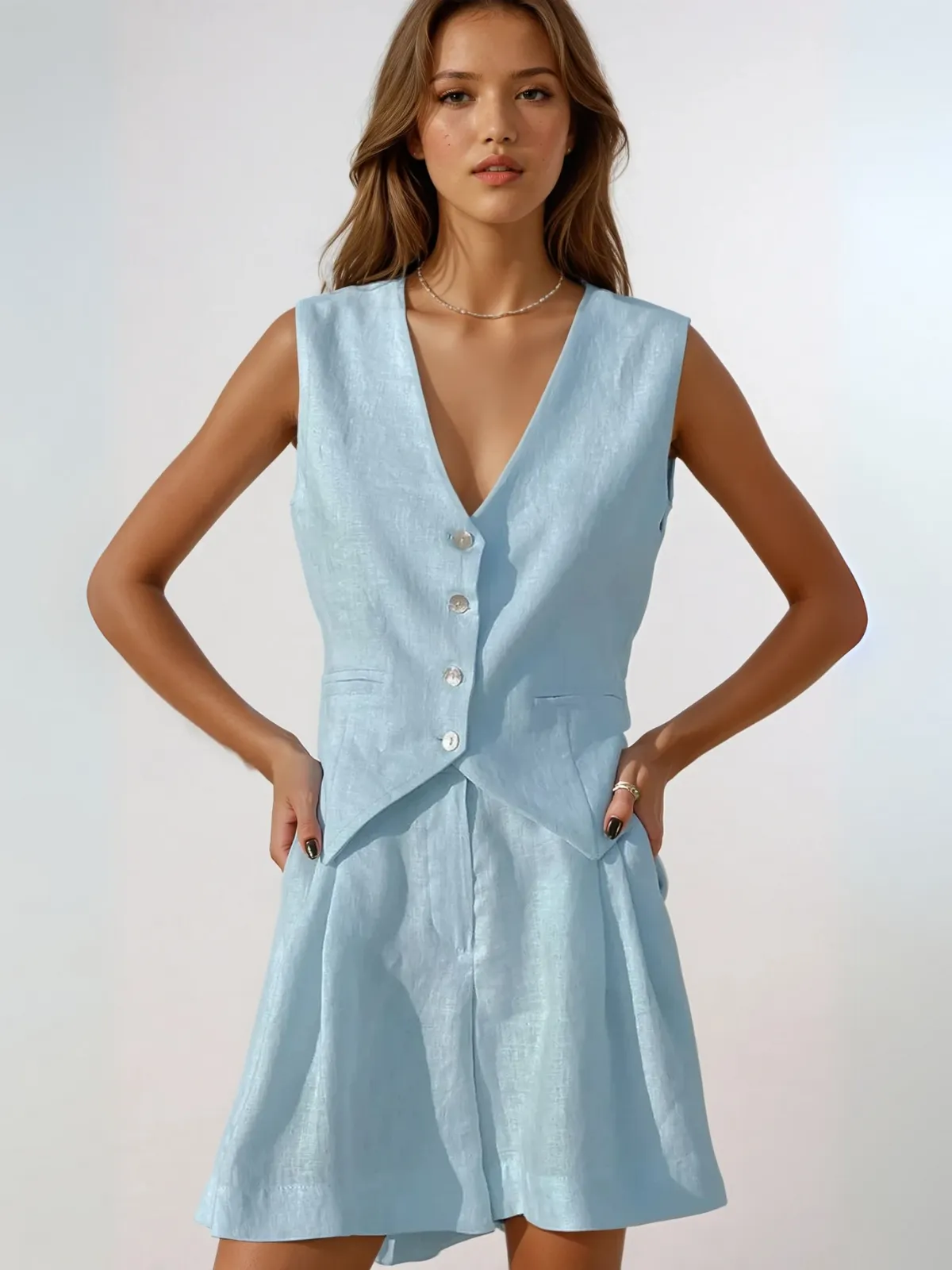 Always Casual Vest & Shorts Matching Suit