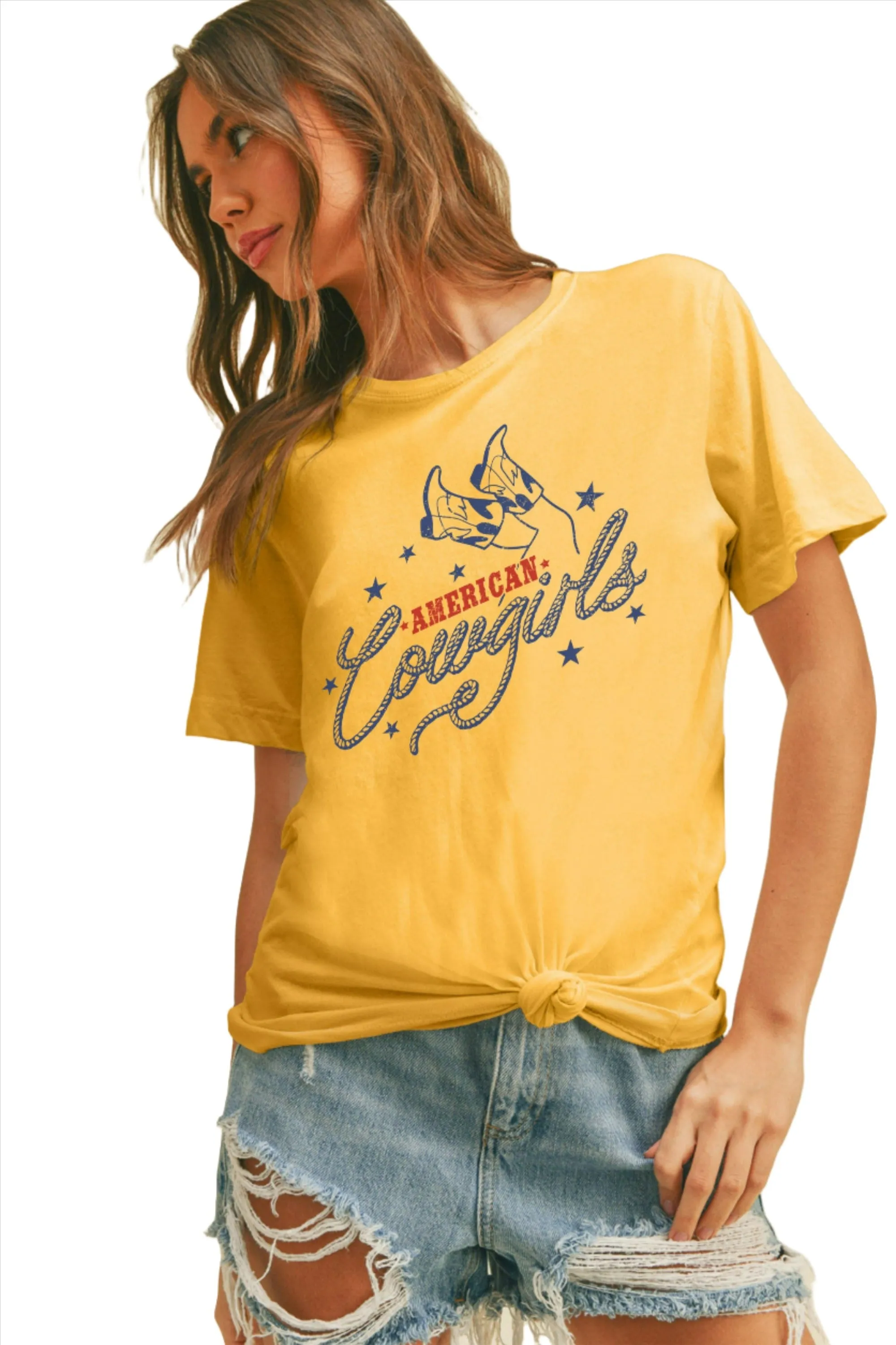 AMERICAN COWGIRLS TEE - GOLD