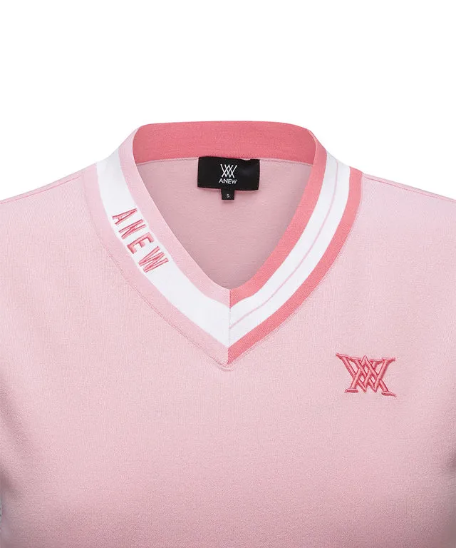 ANEW Golf: Women V-Neck Sweater Vest - Light Pink