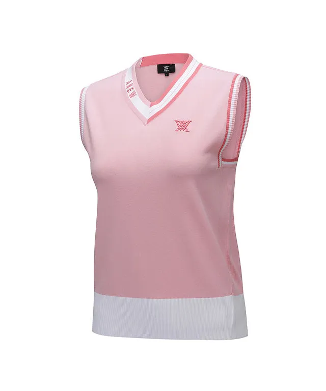 ANEW Golf: Women V-Neck Sweater Vest - Light Pink