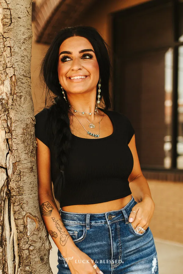 Aria Black Crop Tee