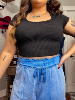 Aria Black Crop Tee