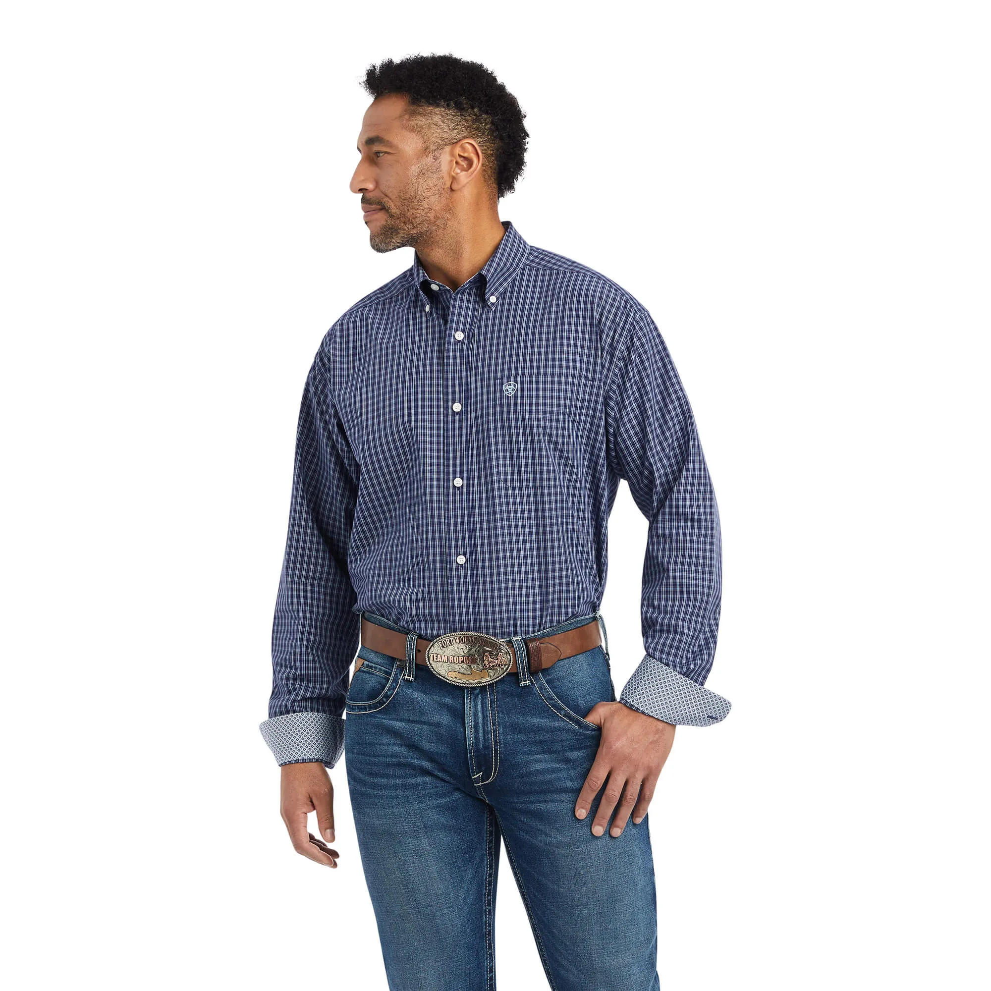ARIAT WRINKLE FREE IMMANUEL CLASSIC FIT SHIRT - MIDNIGHT SAIL