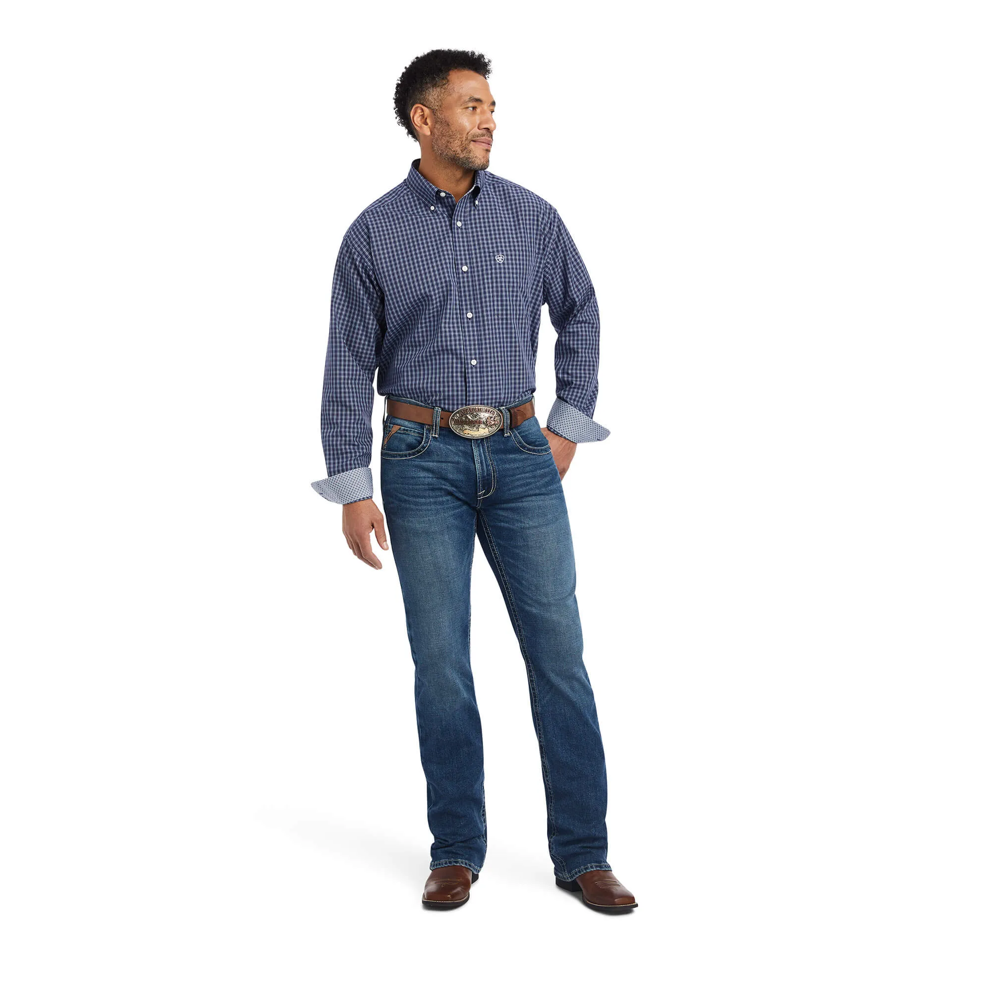 ARIAT WRINKLE FREE IMMANUEL CLASSIC FIT SHIRT - MIDNIGHT SAIL