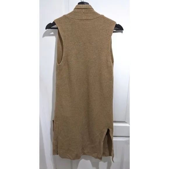 Aritzia Wilfred | Olivie long, merino-wool cardigan vest in Camel