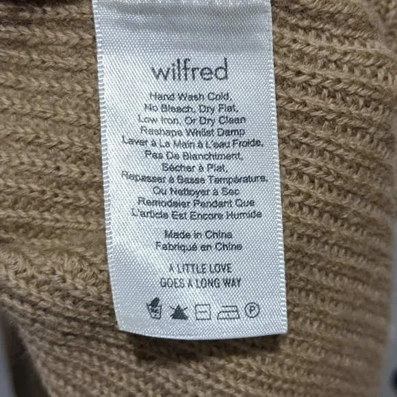 Aritzia Wilfred | Olivie long, merino-wool cardigan vest in Camel