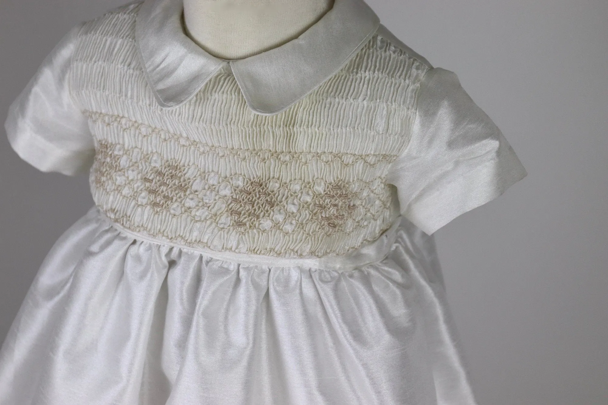 Baby Boy Christening Gown Romper with Detachable Skirt,  Ivory Shantung, Baptism Outfit,  Blessing Boy, Dedication Baby Boy Personalized