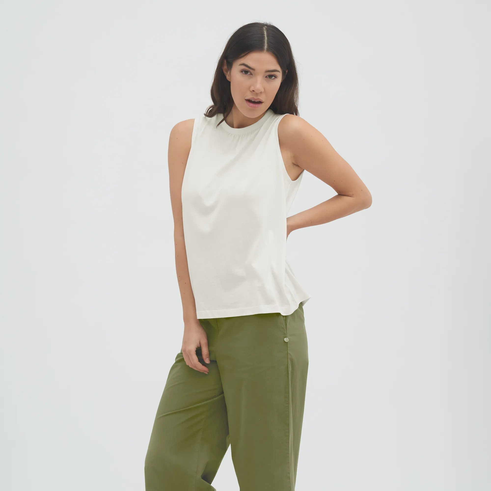 Bamboo Vest Top with Back Button: Womens