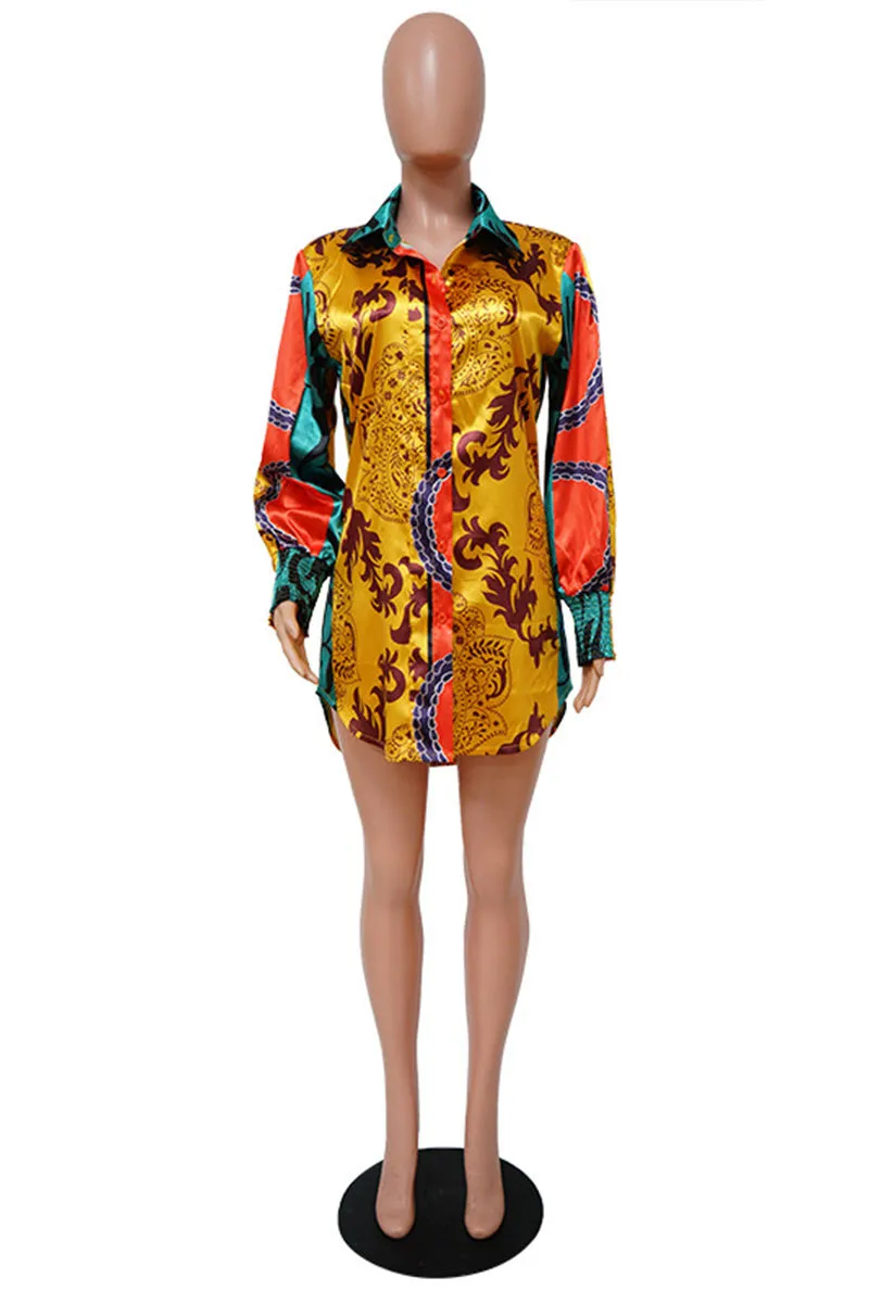 BG0514 Graphic Mini Shirt Dress