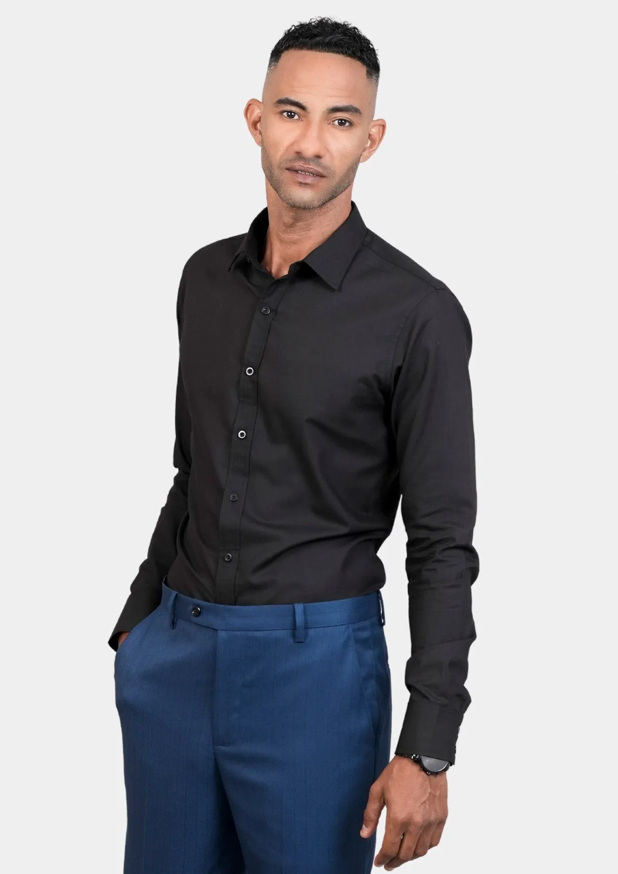 Black Egyptian Cotton Broadcloth Shirt