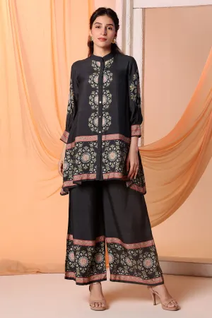 Black eraya embellished tunic and pants