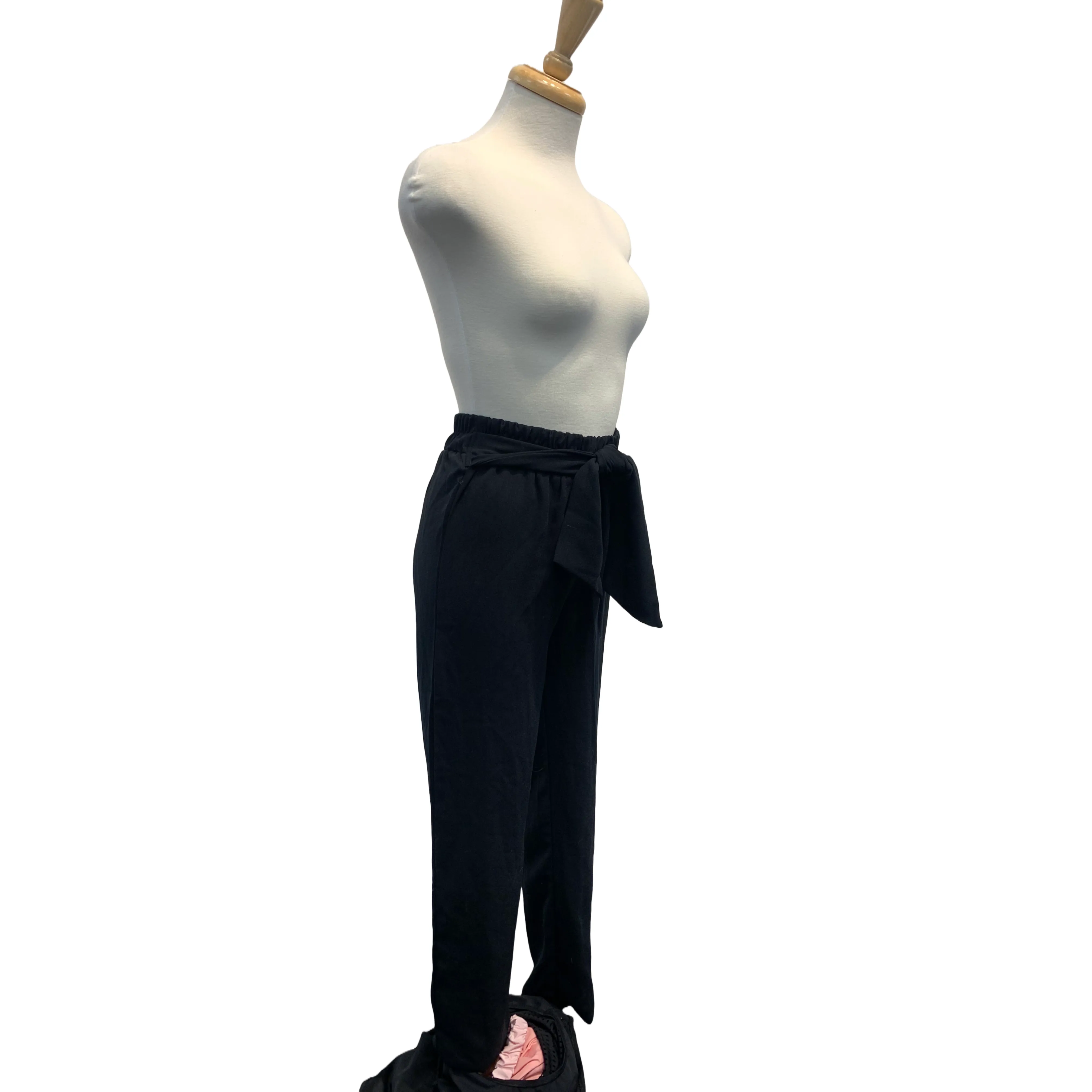 Black Front-tie Pants