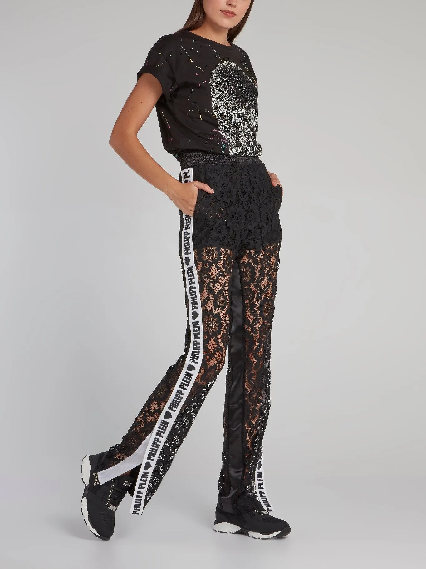 Black Paint Splatter Skull T-Shirt