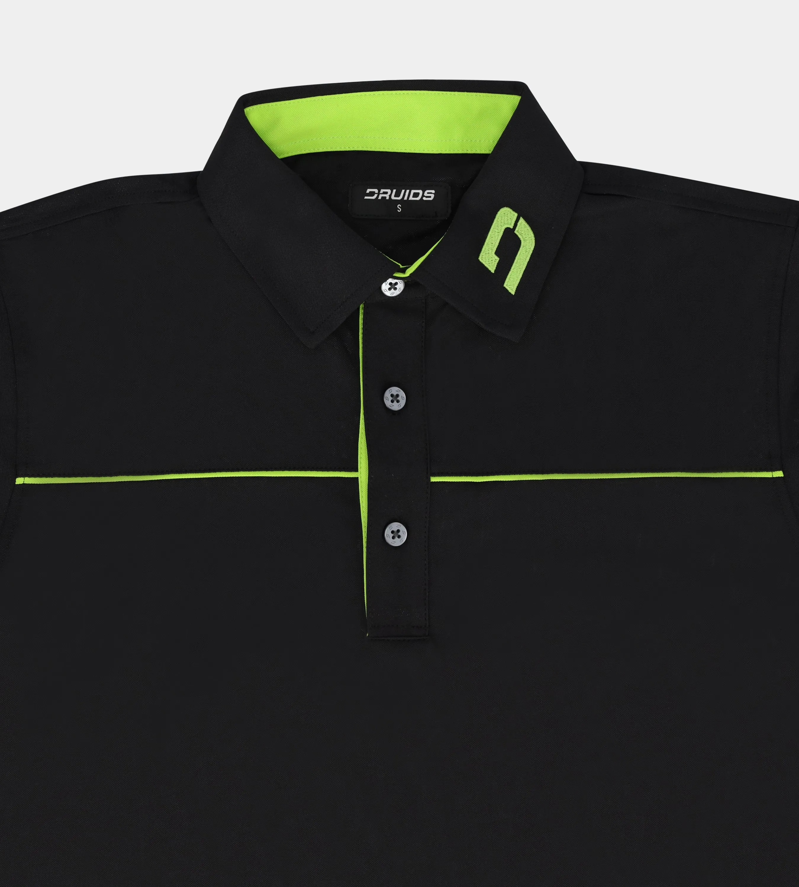 BLOCK PIQUE LONG SLEEVE POLO -  BLACK/LIME