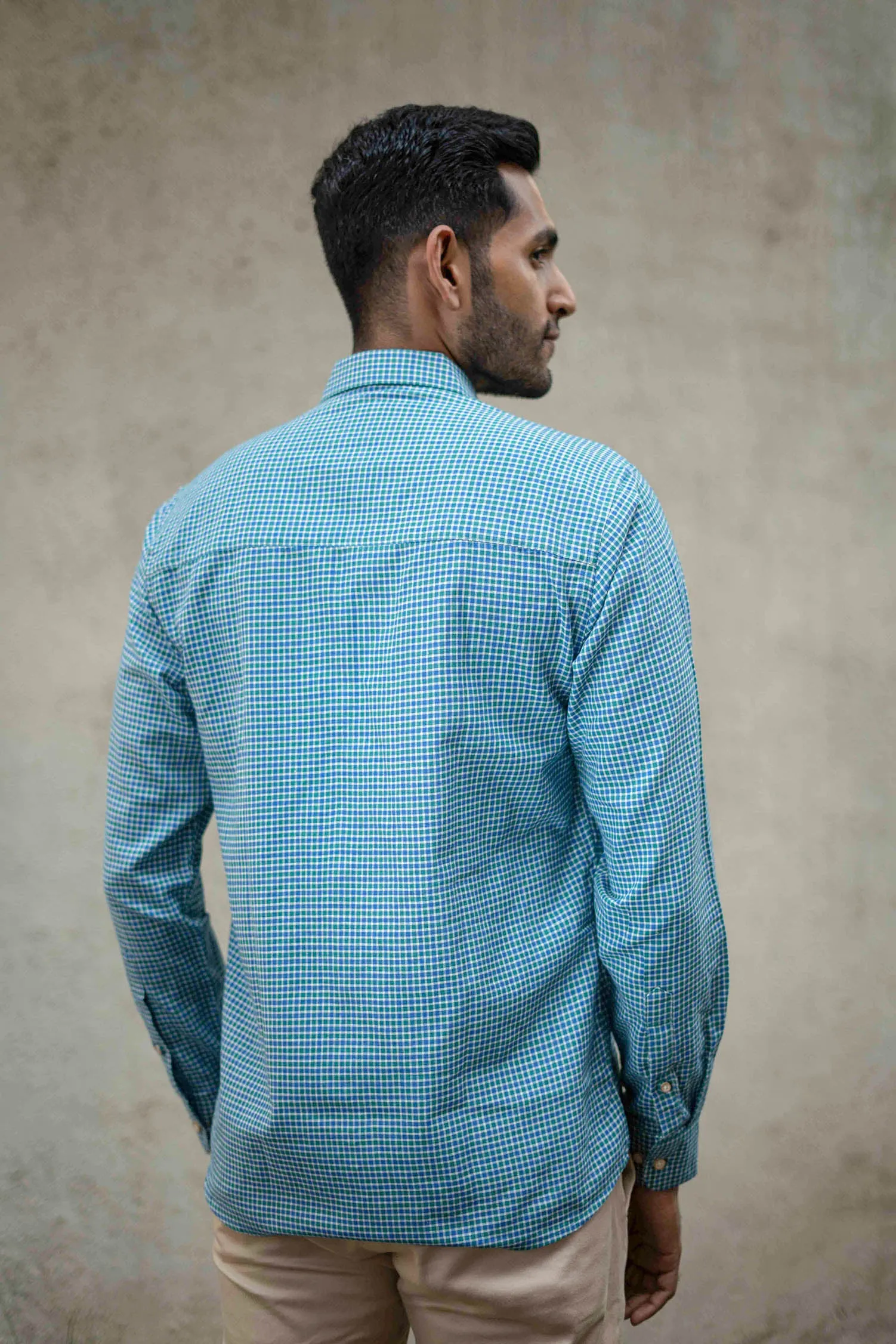 Blue and Green Checks · Regular Collar · Full Sleeve Shirt