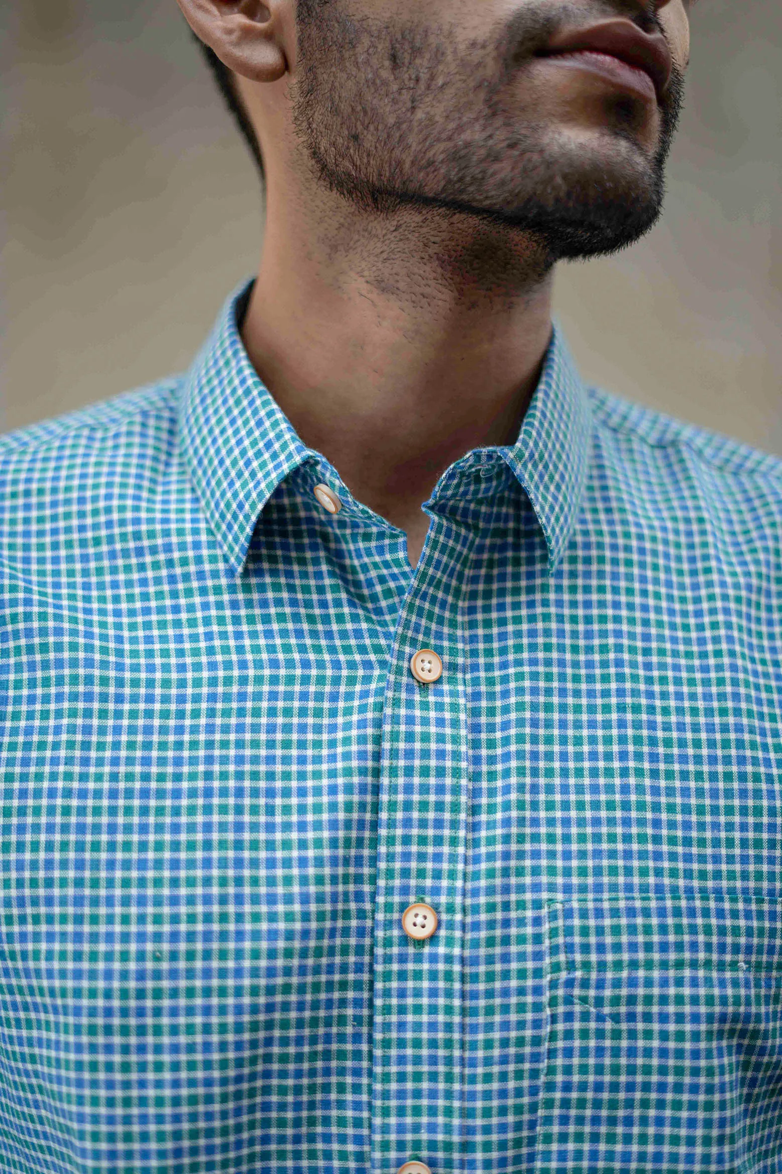 Blue and Green Checks · Regular Collar · Full Sleeve Shirt