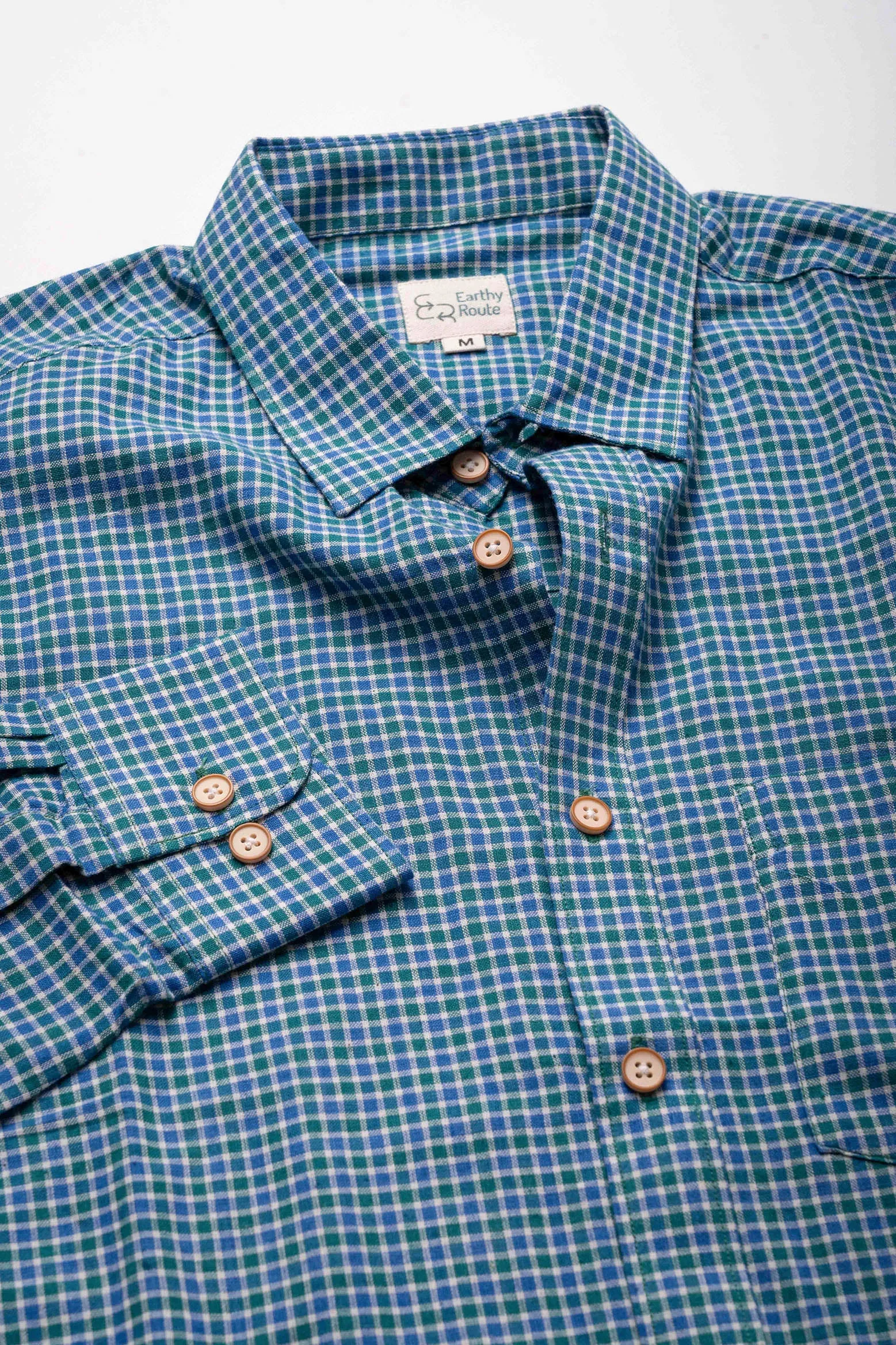 Blue and Green Checks · Regular Collar · Full Sleeve Shirt