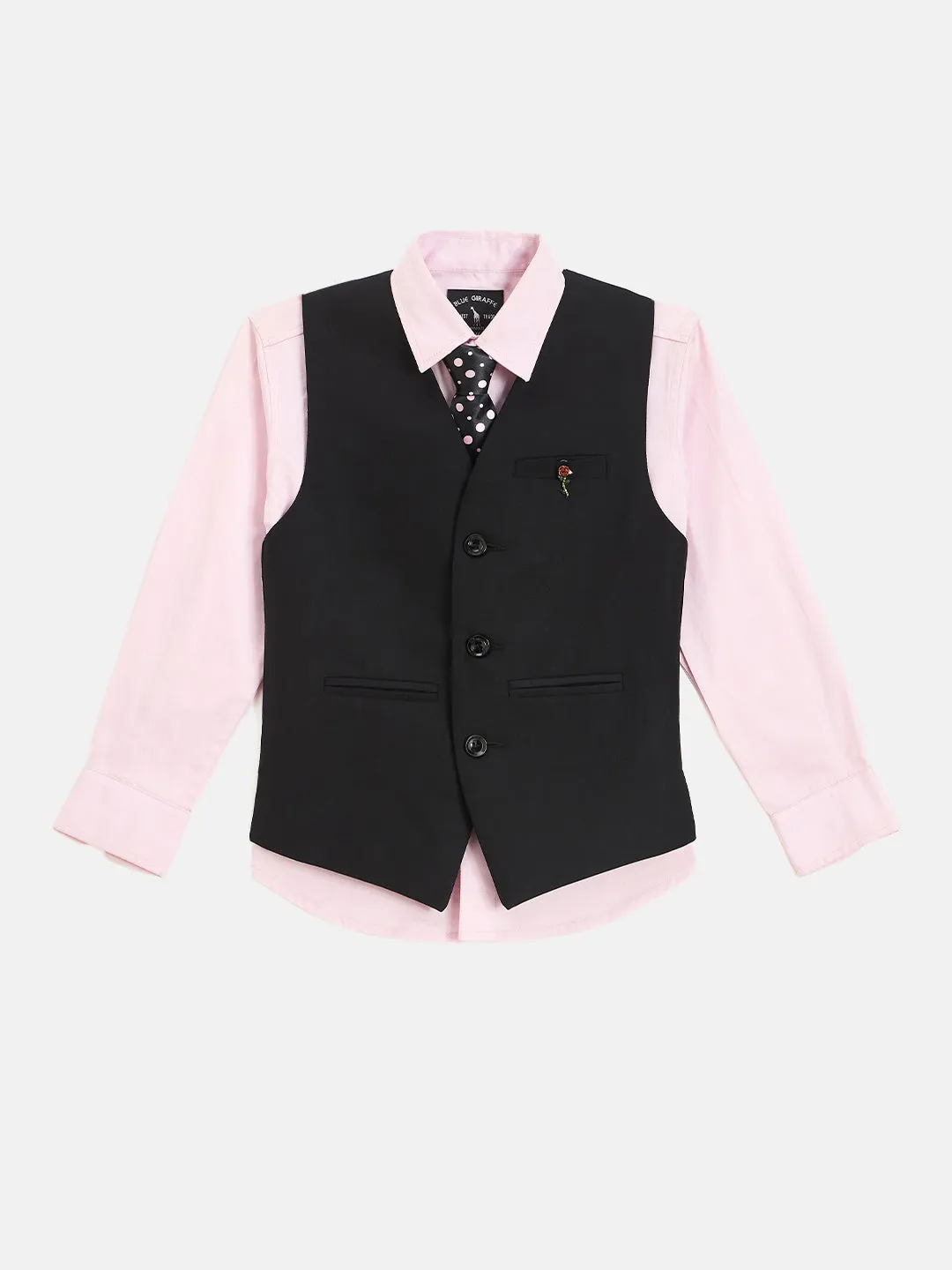 Blue Giraffe Boys Black Waist Coat