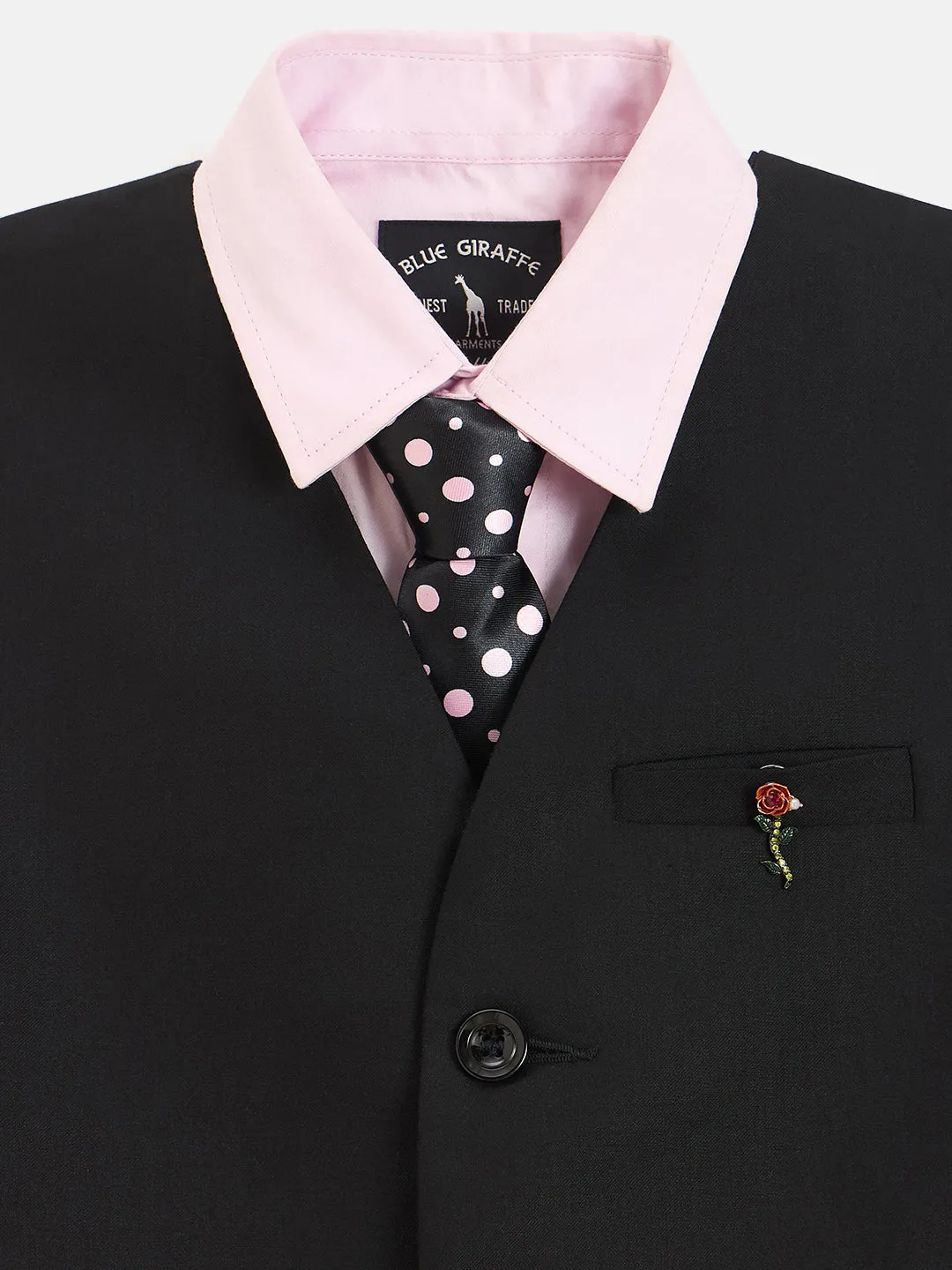 Blue Giraffe Boys Black Waist Coat