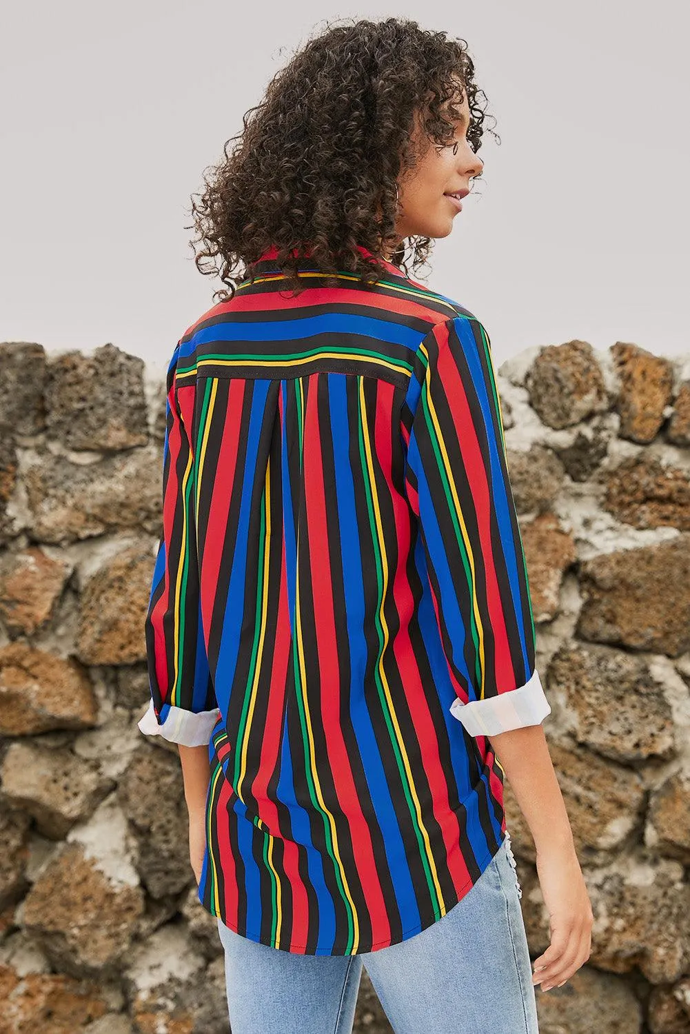 Blue Striped Modern Women Shirt