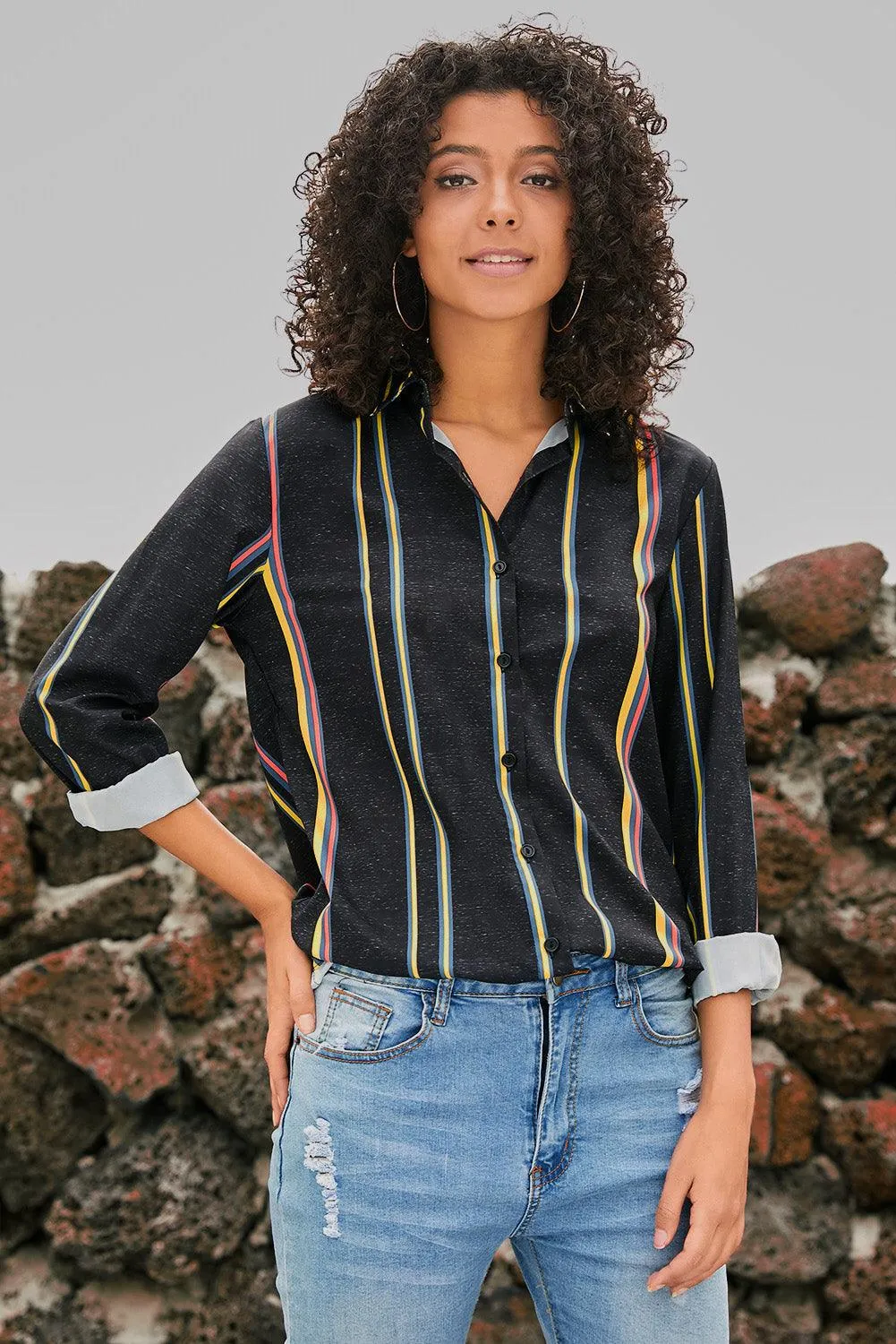Blue Striped Modern Women Shirt