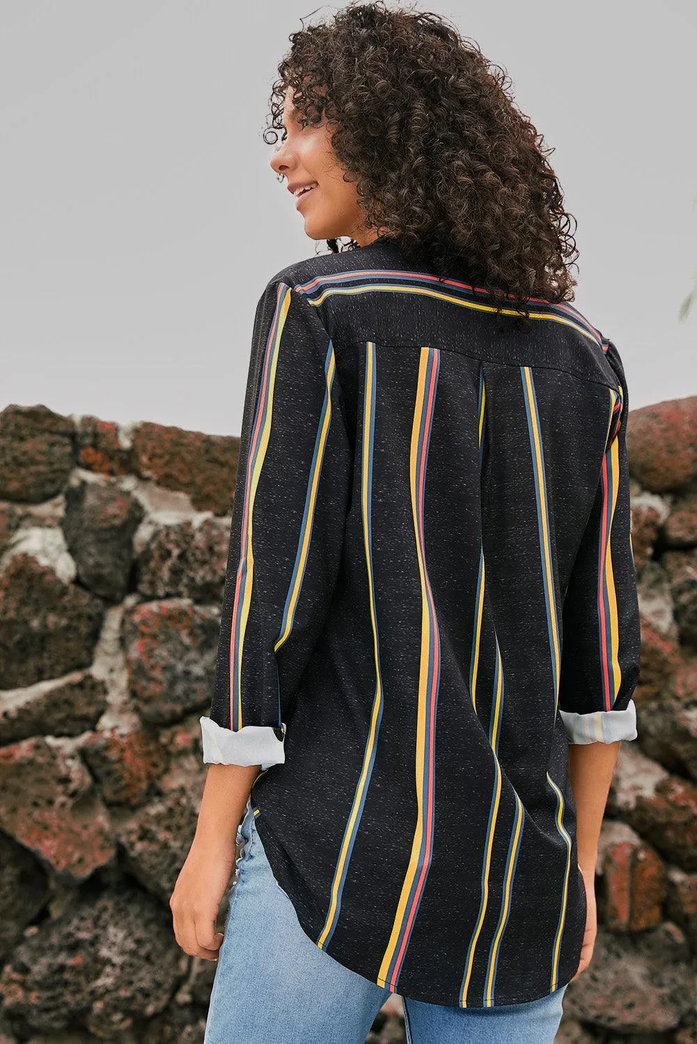 Blue Striped Modern Women Shirt