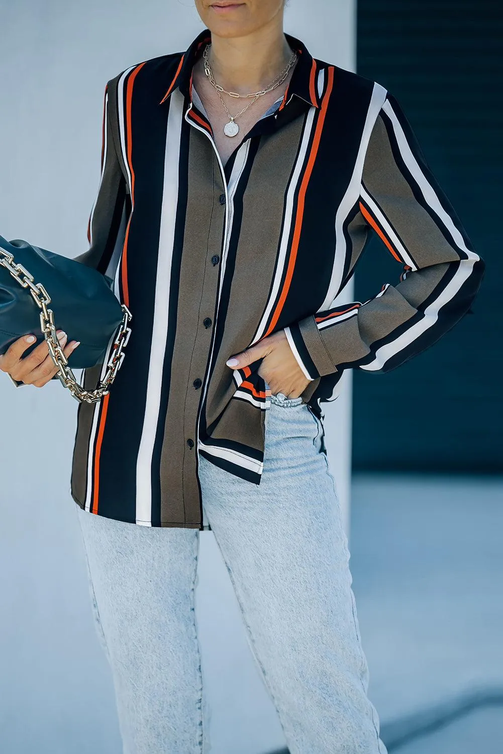 Blue Striped Modern Women Shirt