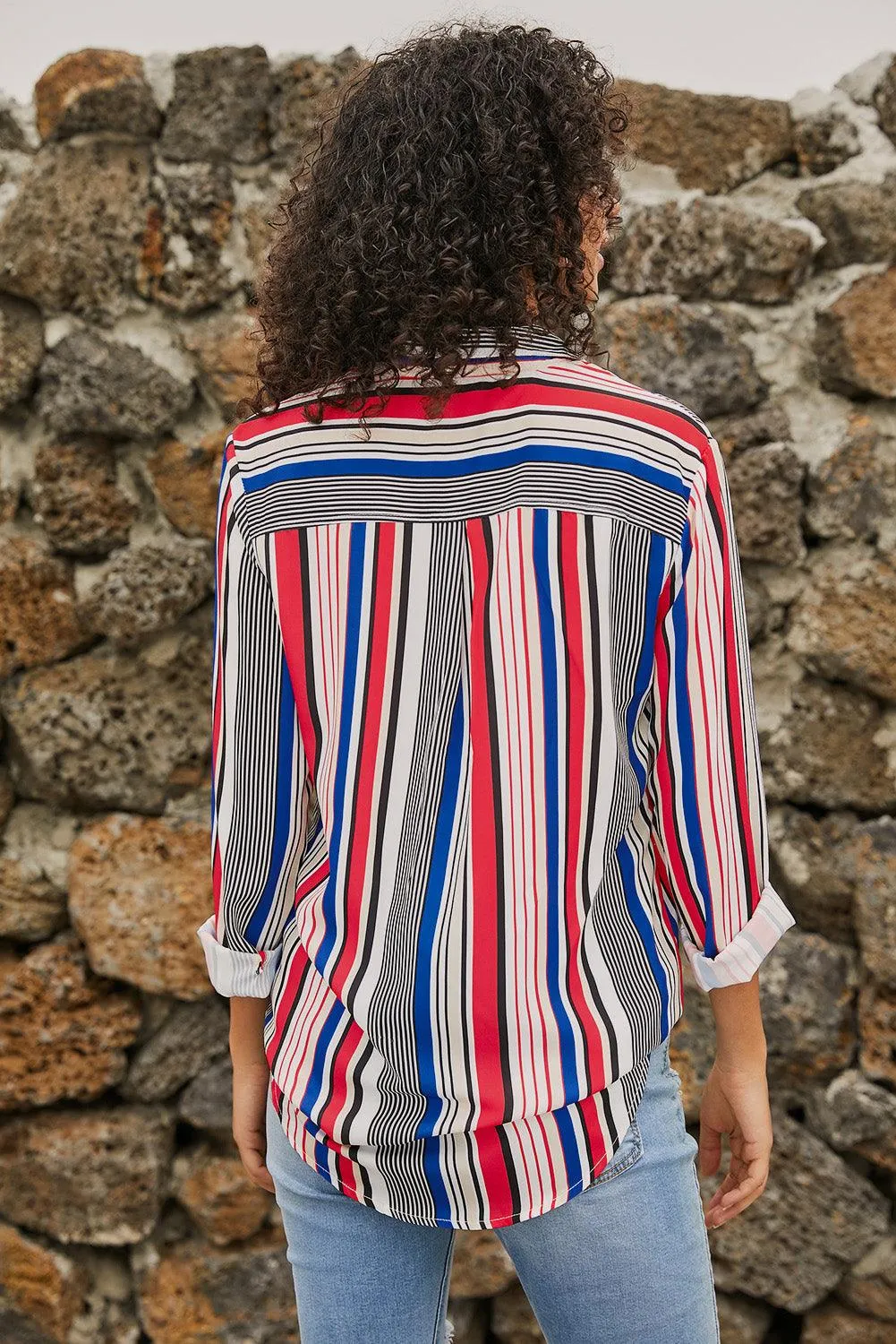 Blue Striped Modern Women Shirt
