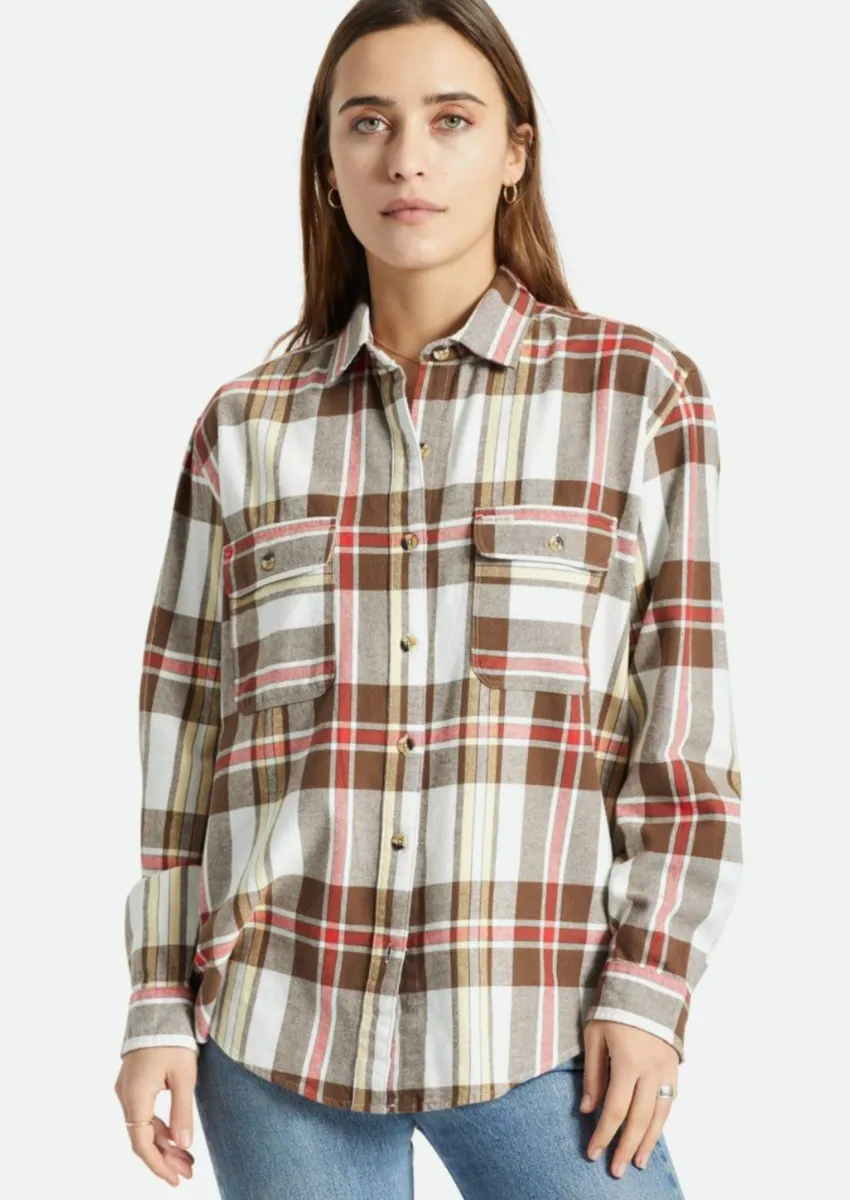 Bowery Flannel Off White/ Dark Earth