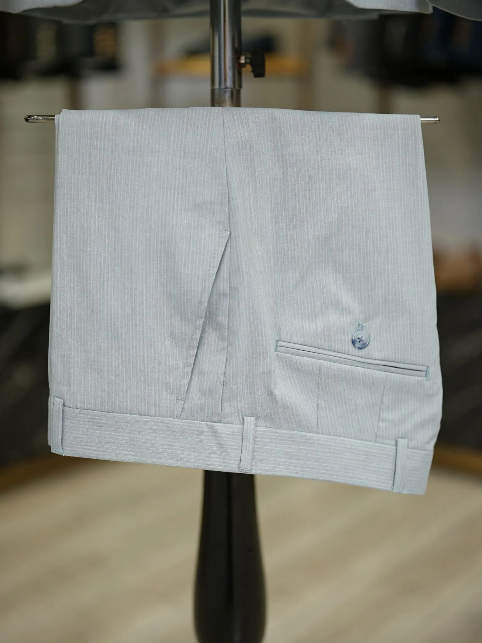 Brabion Maison Light Blue Slim Fit Pinstripe Suit